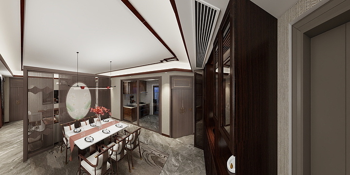 薇-筑梦空间-深圳三房两厅一厨一卫新中式-装修设计方案