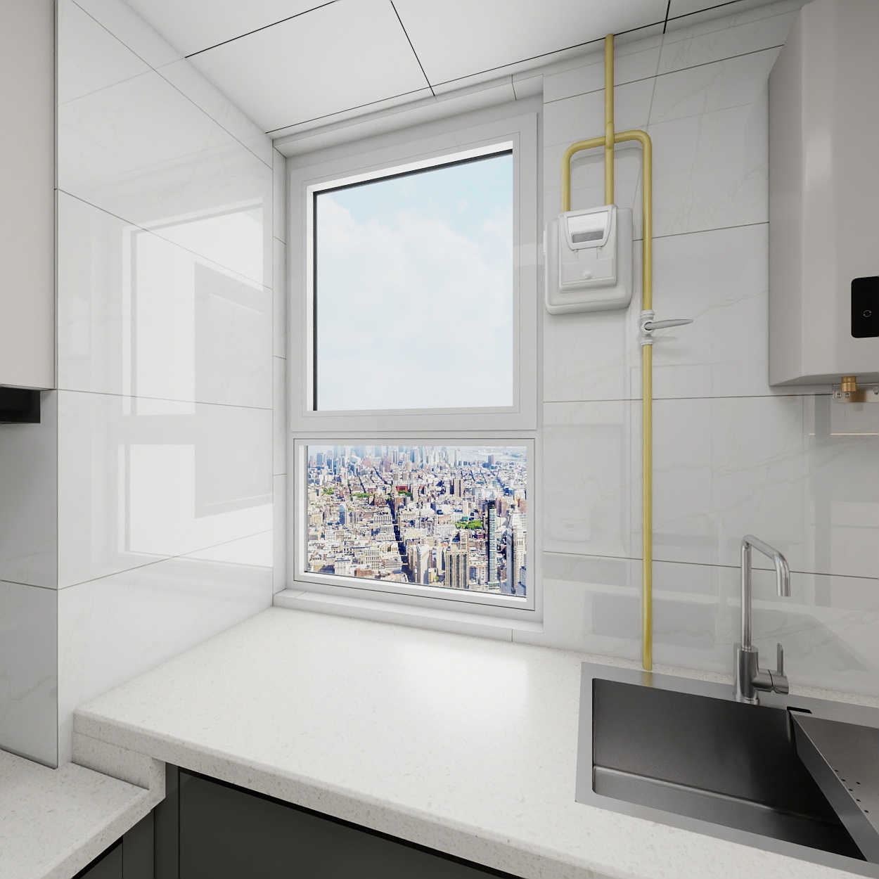 陈飞-108㎡三室两厅两卫效果展示一层厨房装修效果图第3张