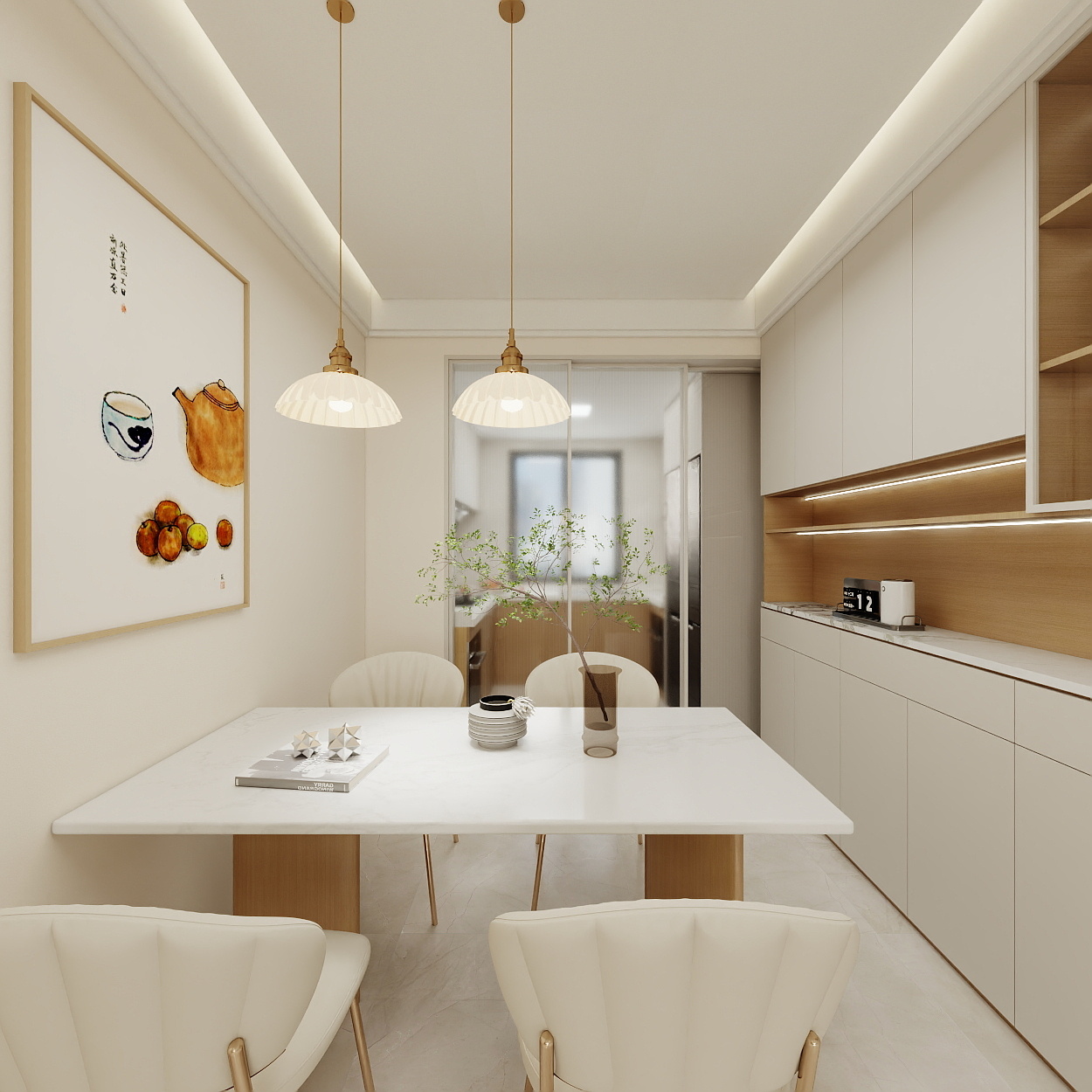 壹诺设计工作室-95㎡2室-奶油风  一层客厅装修效果图第5张