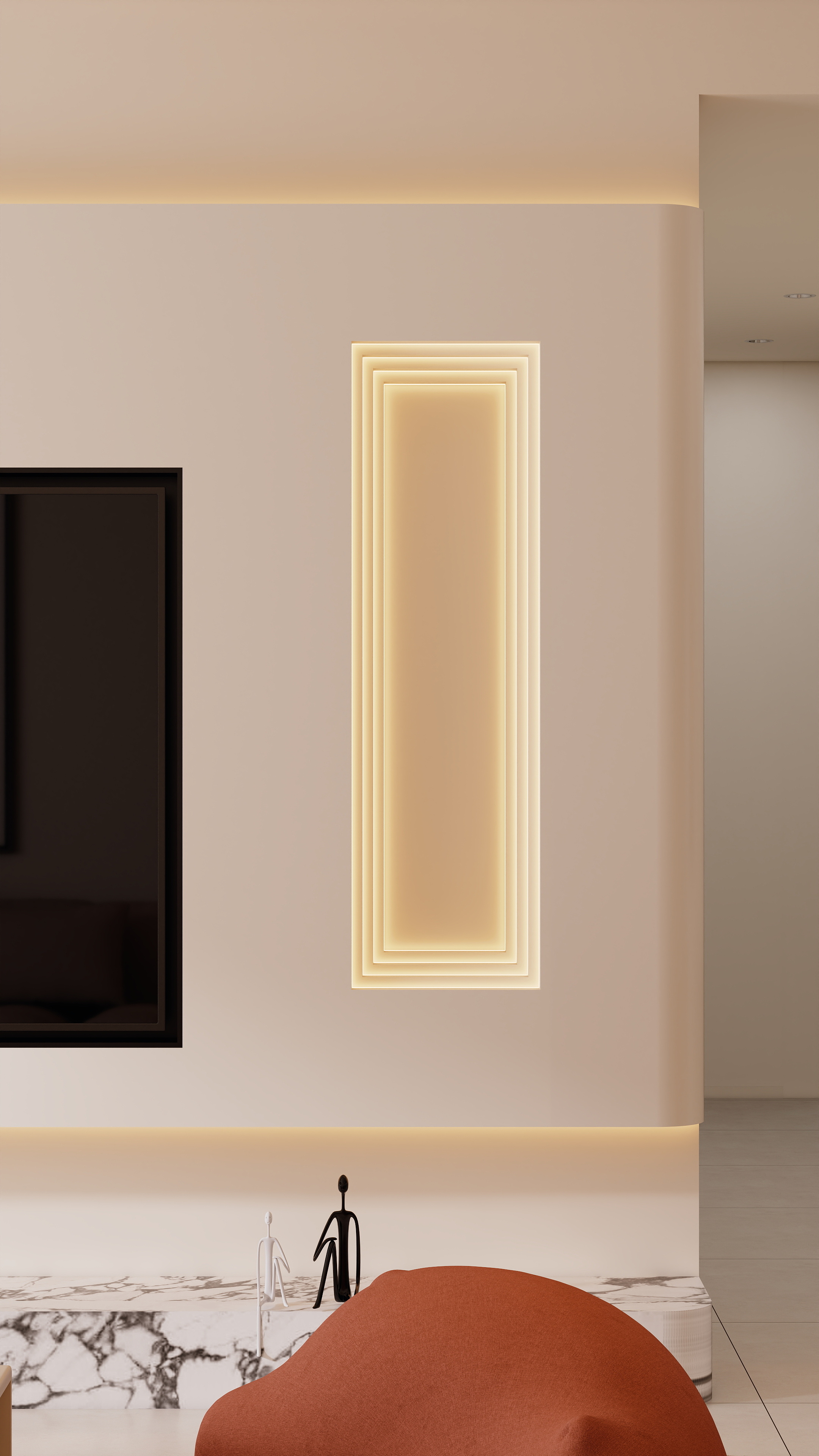 楠乔-现代奶油风无主灯大平顶精装修效果图