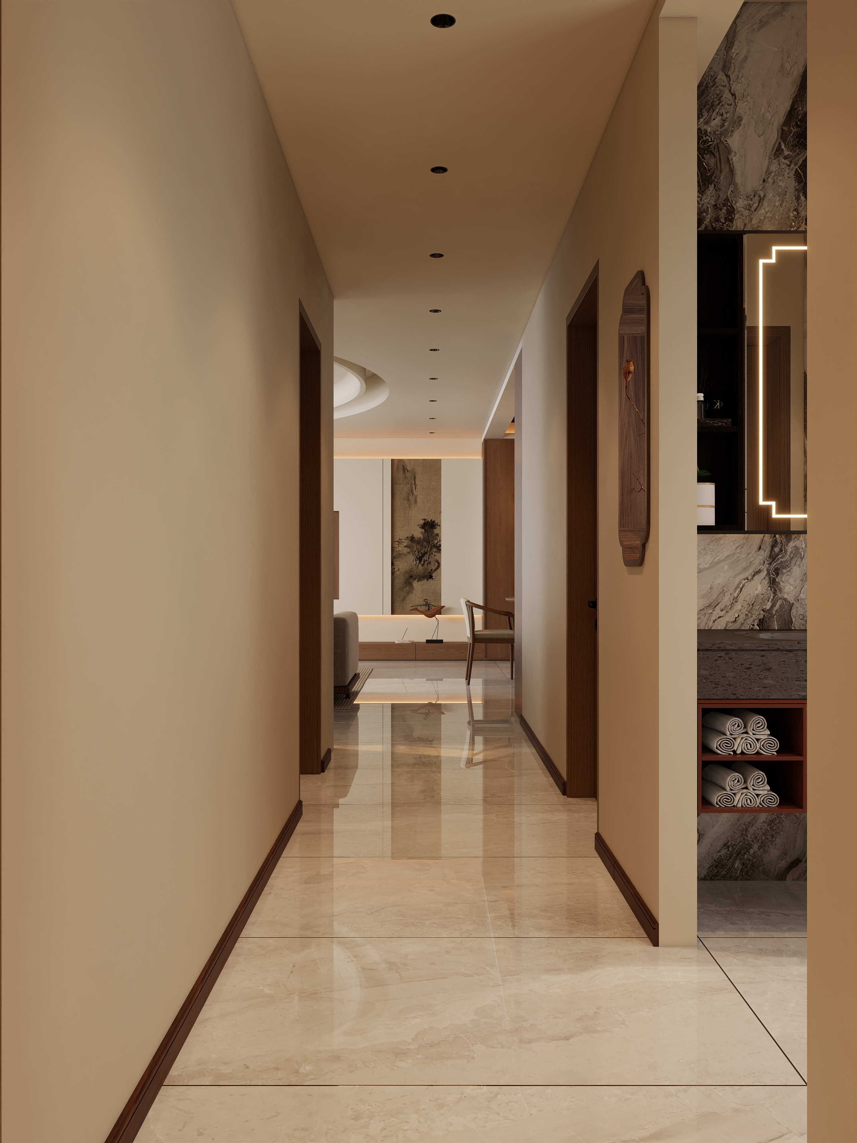 觅境设计工作室-天河之水140㎡  国风雅致装修效果图