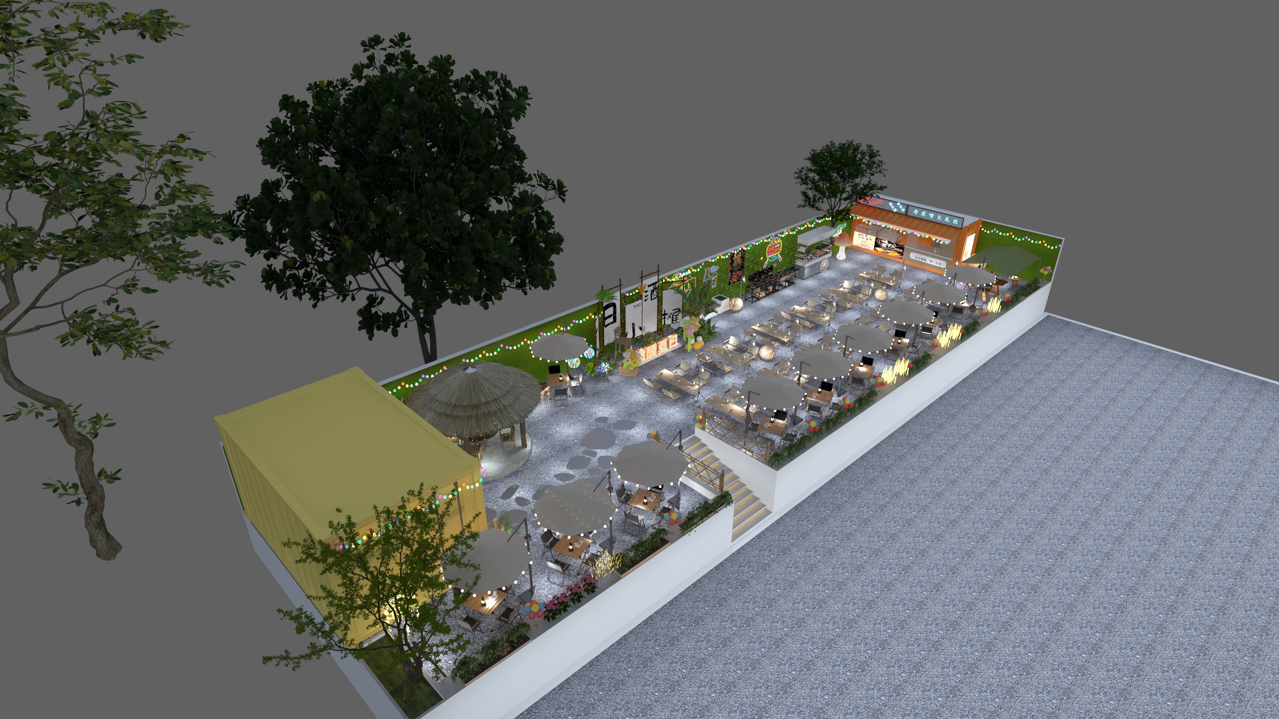 青铜人朱校长-露天烧烤店-装修设计方案