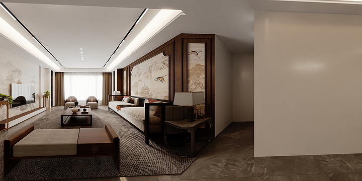 易鱼-新中式客餐厅-装修设计方案