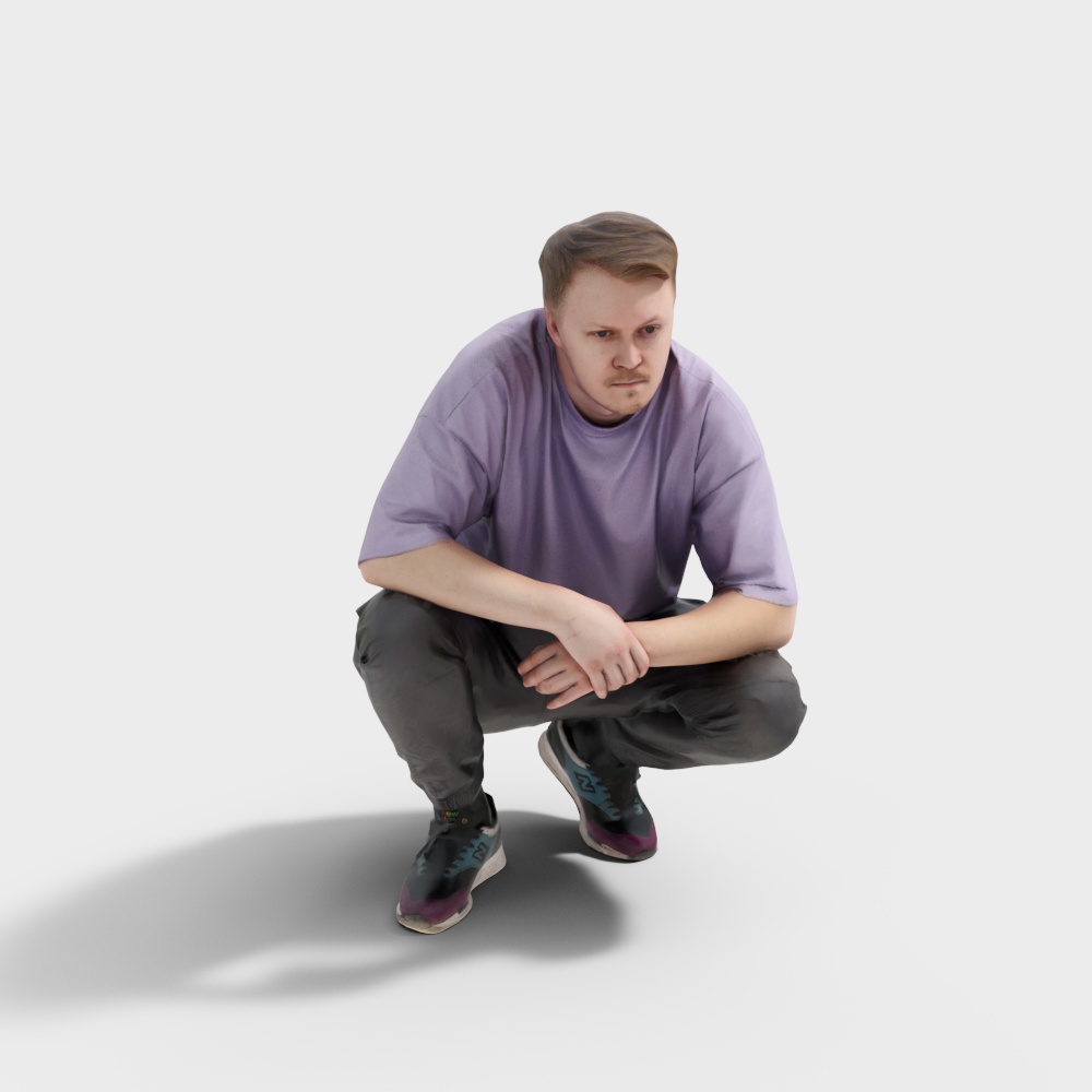 蹲着的男人13D模型