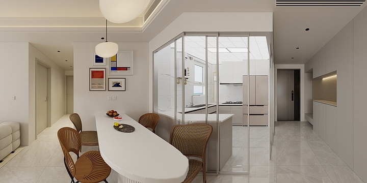 迎通装饰-友来设计-港悦城114m²-现代奶油风-装修设计方案