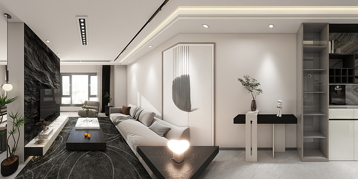 王宇设计-新华维港城顶跃黑白灰-装修设计方案