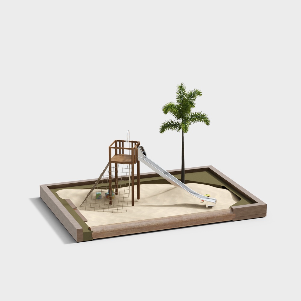 现代儿童沙池游乐设施3D模型
