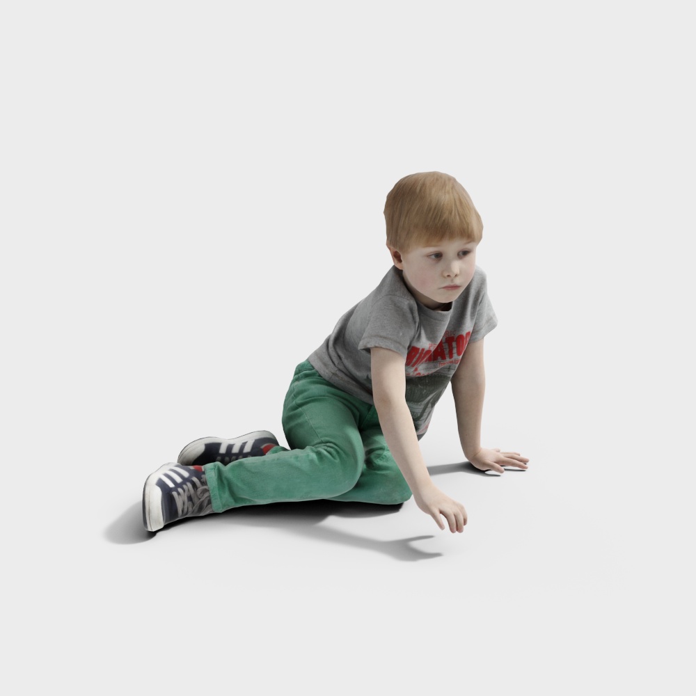 坐着的小男孩3D模型