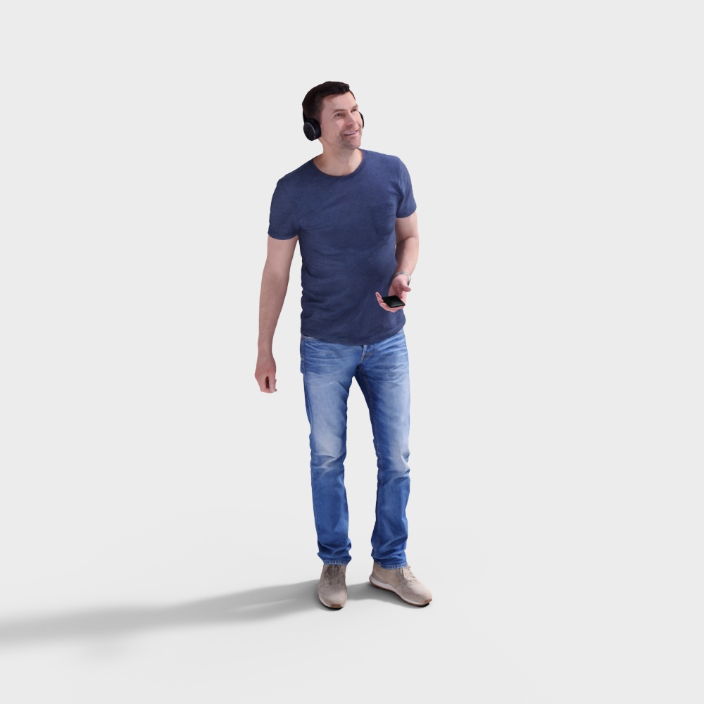 站着听歌的男人3D模型