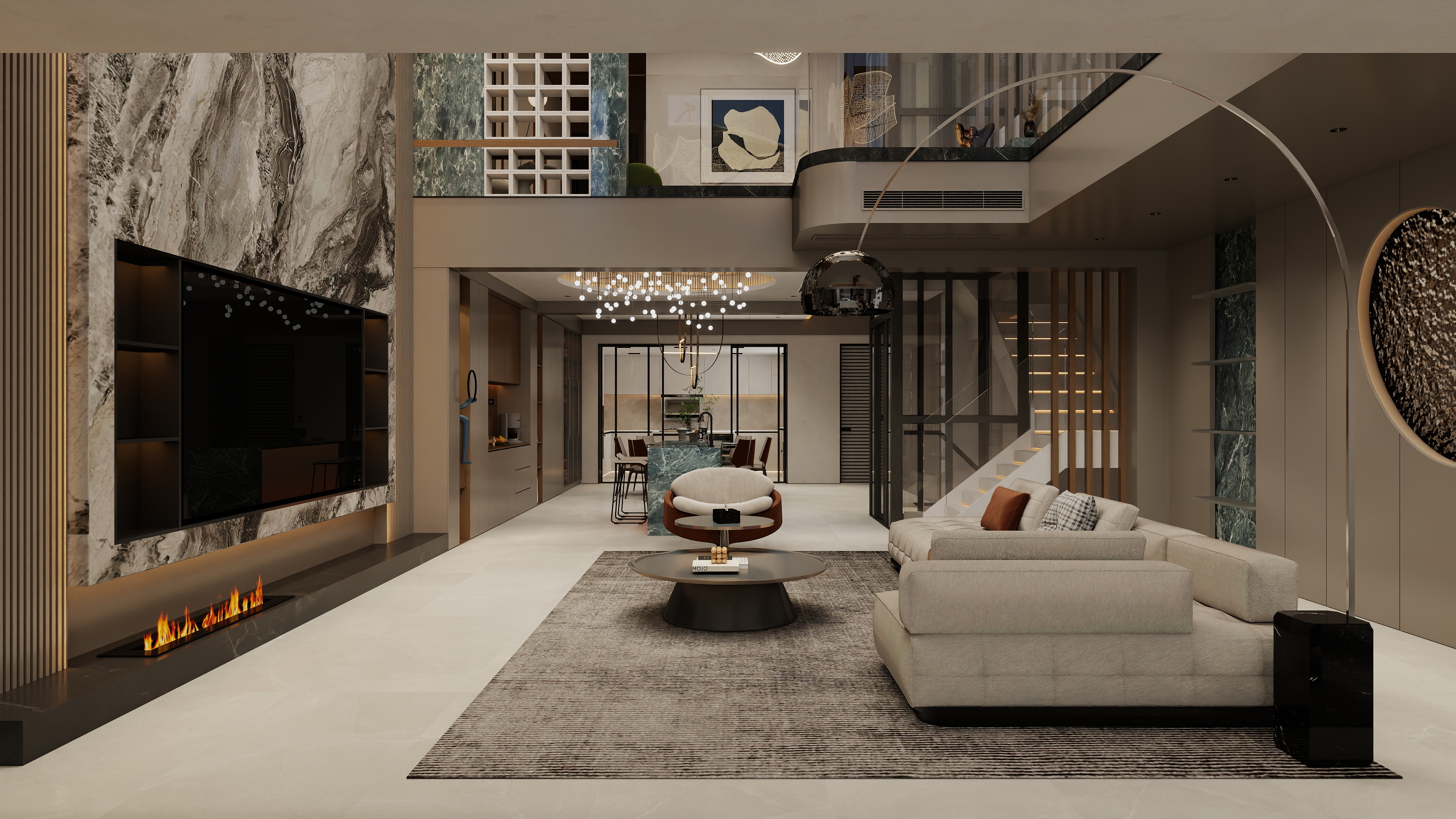 张煜强煜境设计-730平米现代轻奢别墅-装修设计方案