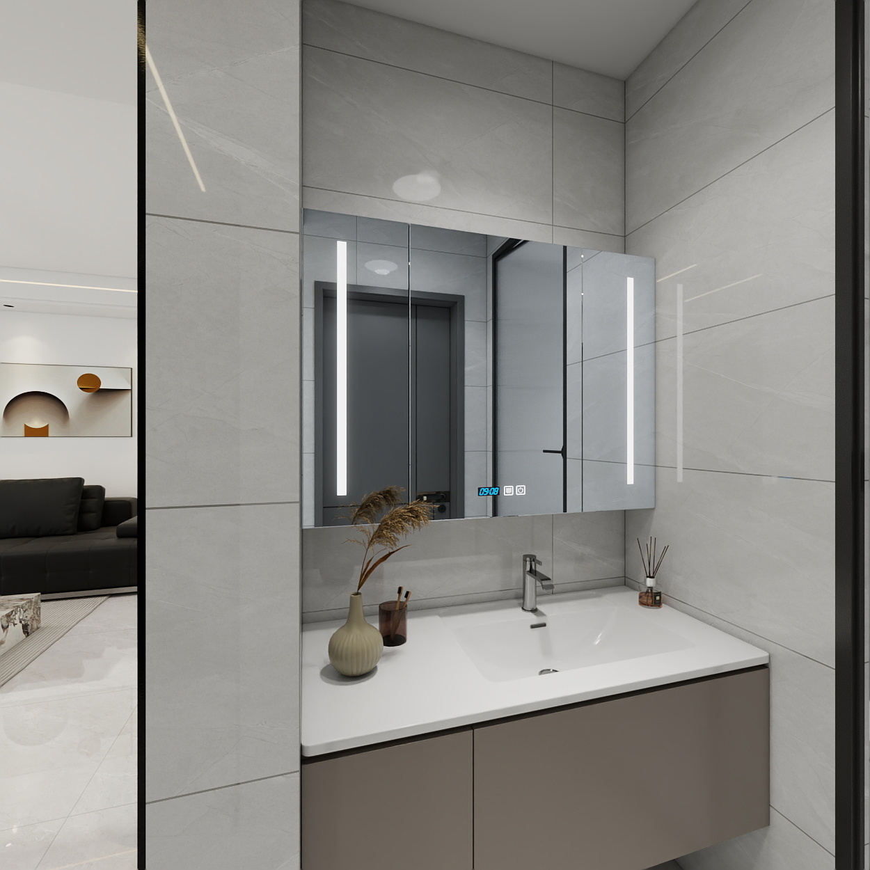 陈飞-108㎡三室两厅两卫效果展示一层洗漱间装修效果图第1张