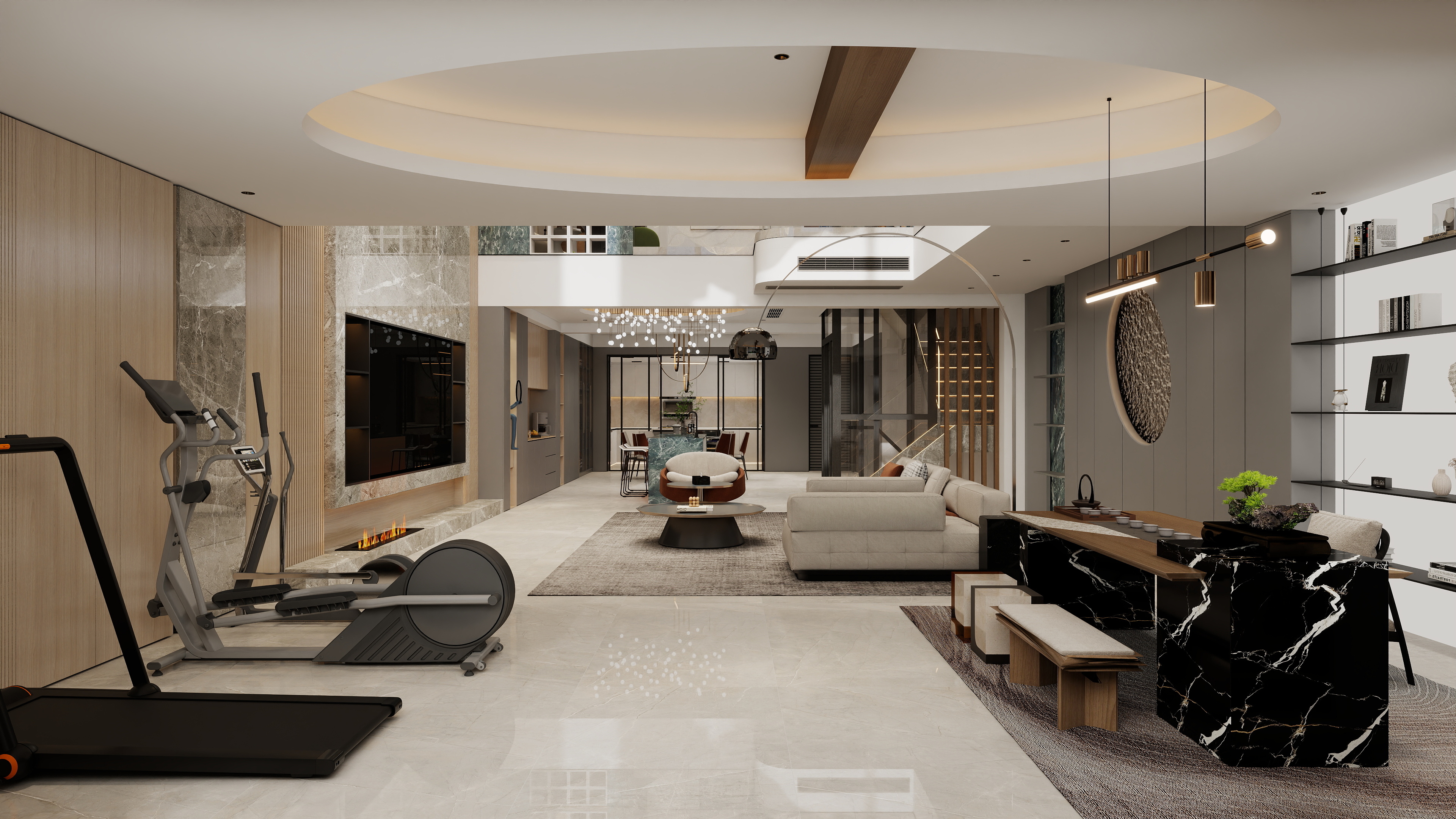 张煜强煜境设计-730平米现代轻奢别墅装修效果图