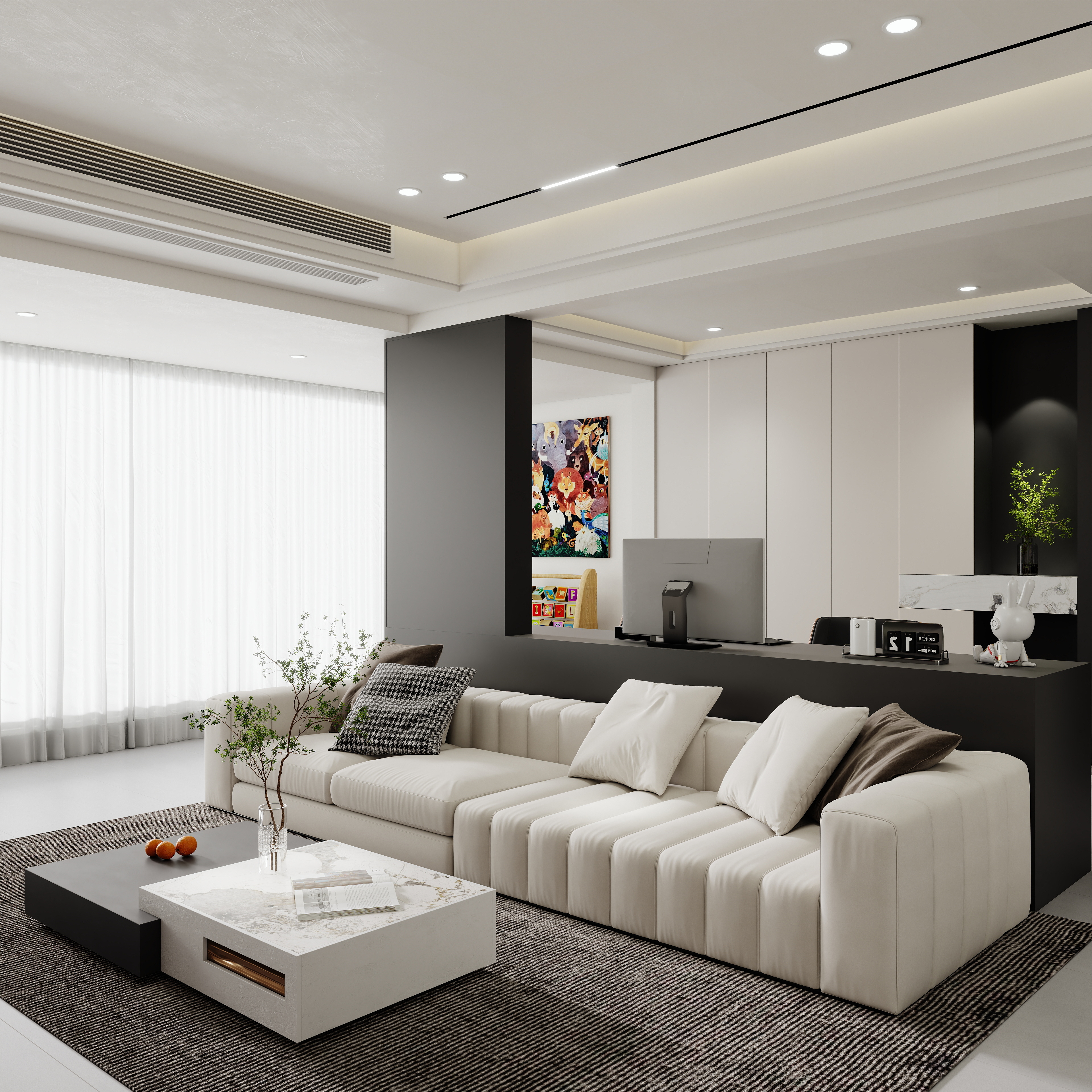 壹诺设计工作室-132㎡4室-现代简约装修效果图