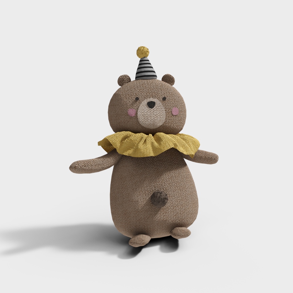 少女风蛋糕小熊毛绒玩具3D模型