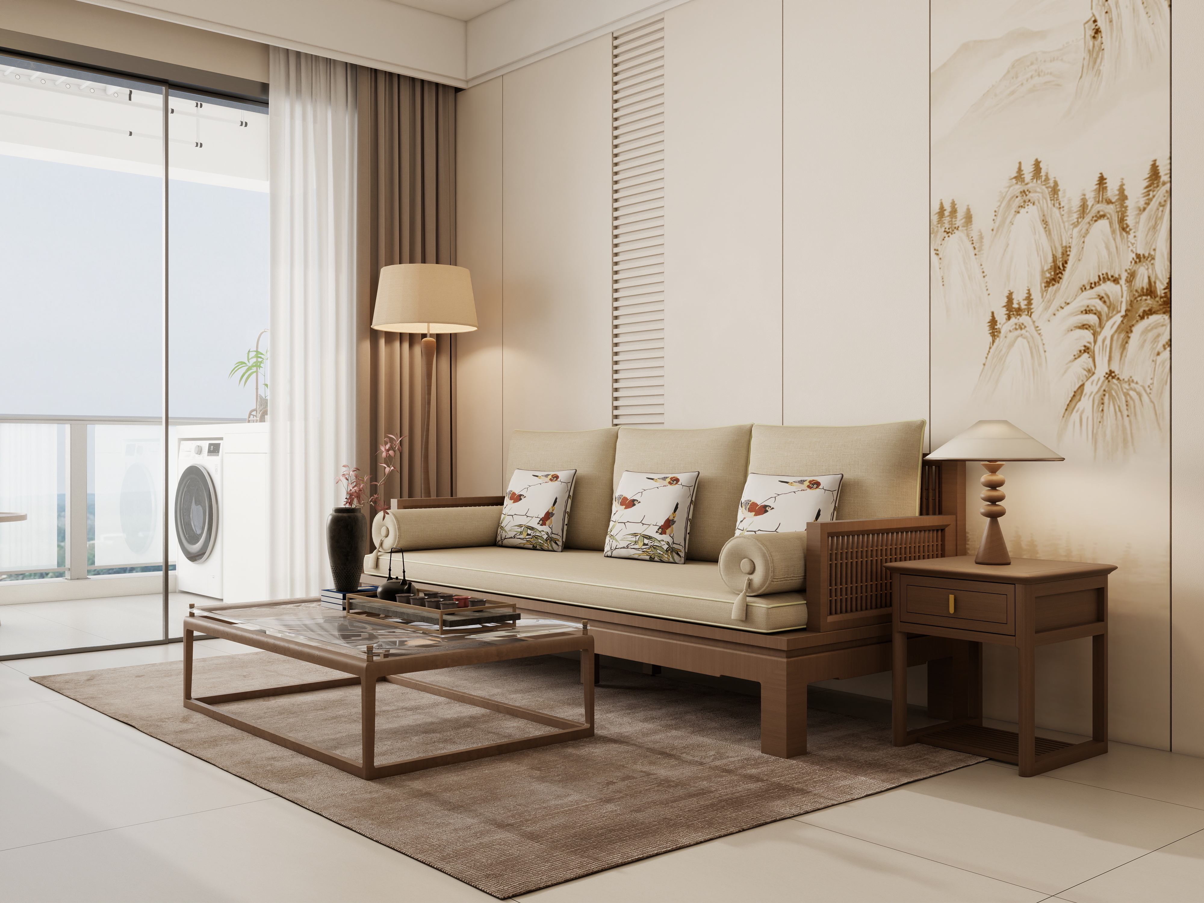 庄育霖-丹桂苑100平方新中式3室装修效果图