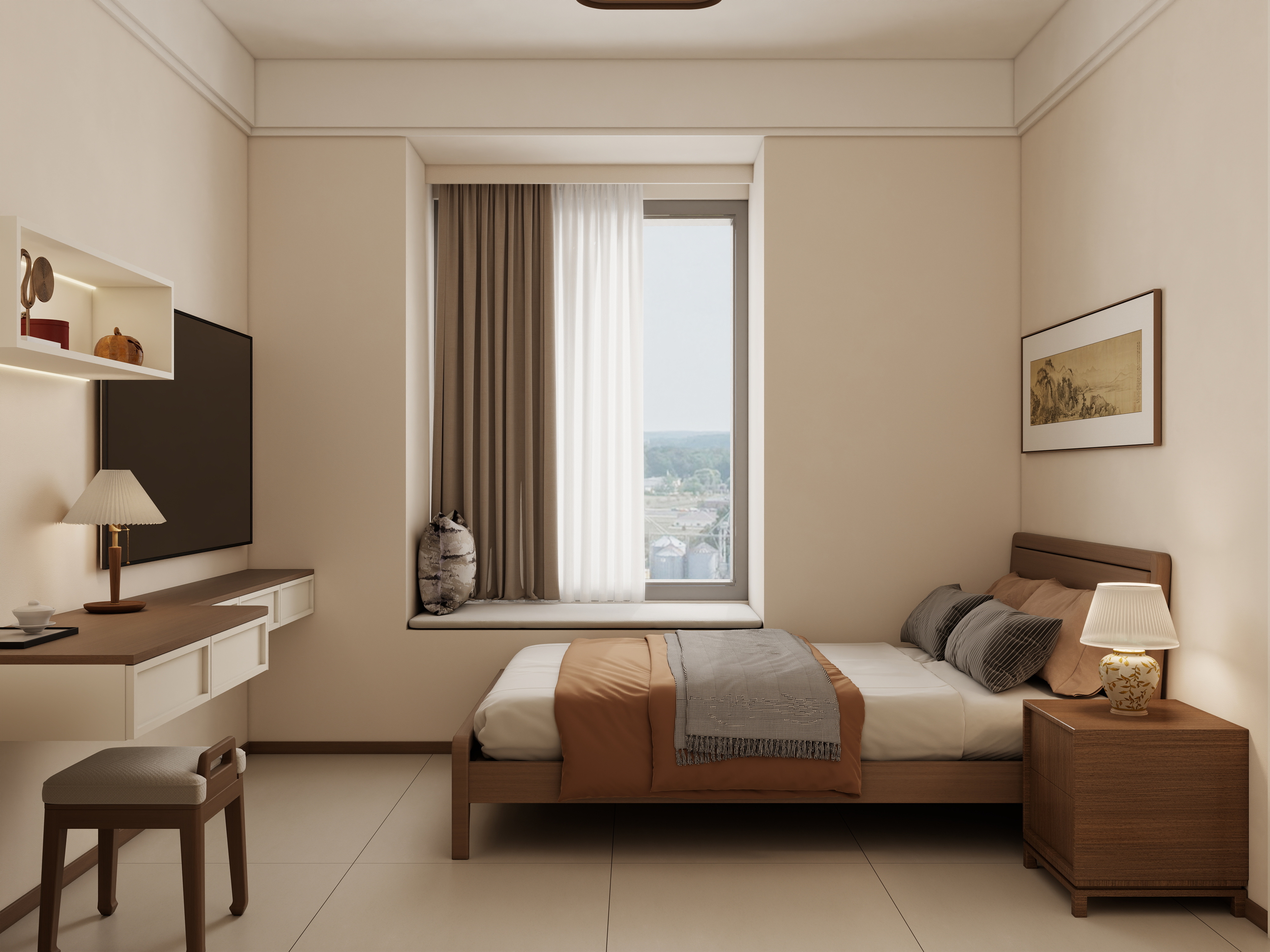 庄育霖-丹桂苑100平方新中式3室装修效果图