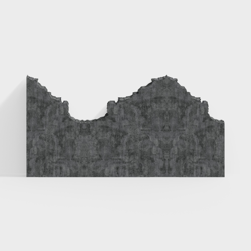 现代工业风做旧残缺水泥背景墙3D模型