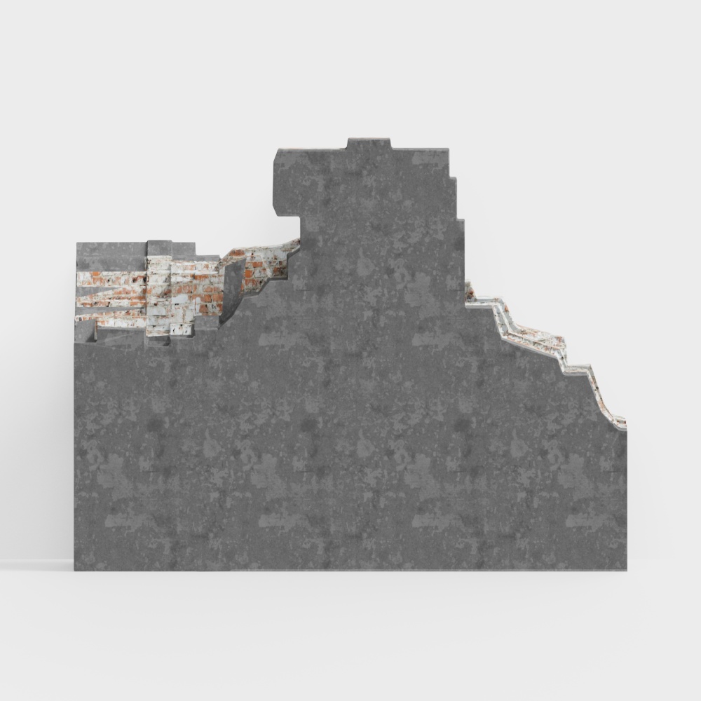 现代残缺水泥背景墙3D模型