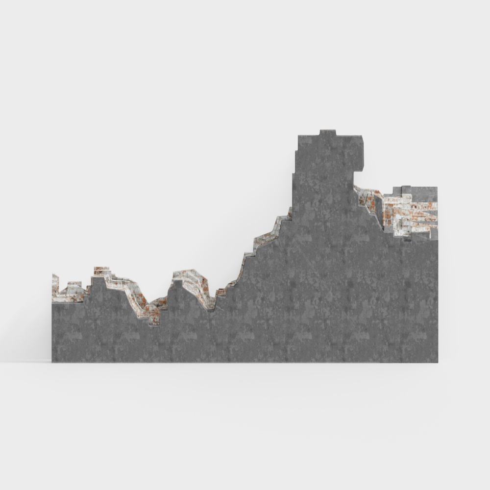 工业风残缺水泥背景墙3D模型