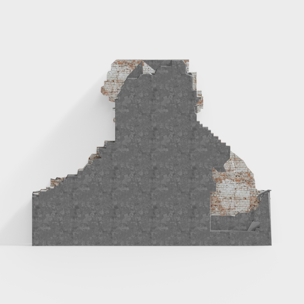 现代工业风残缺水泥背景墙3D模型