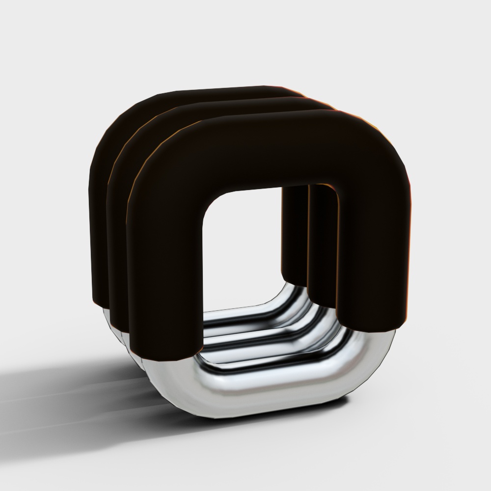现代咖色布艺凳子3D模型