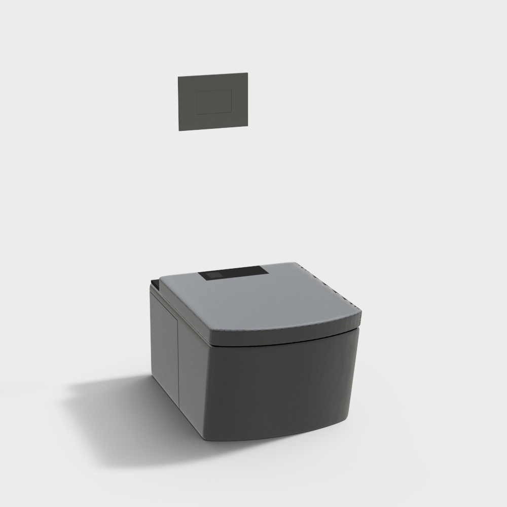 现代极简黑白卫生间马桶3D模型