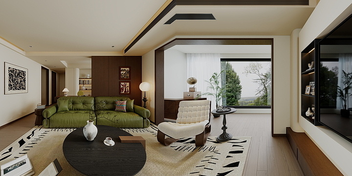 楠乔-中古风06无主灯精-装修设计方案