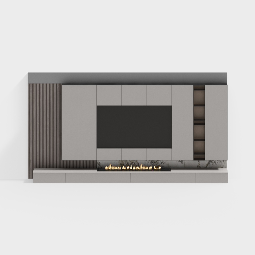 现代电视背景墙3D模型
