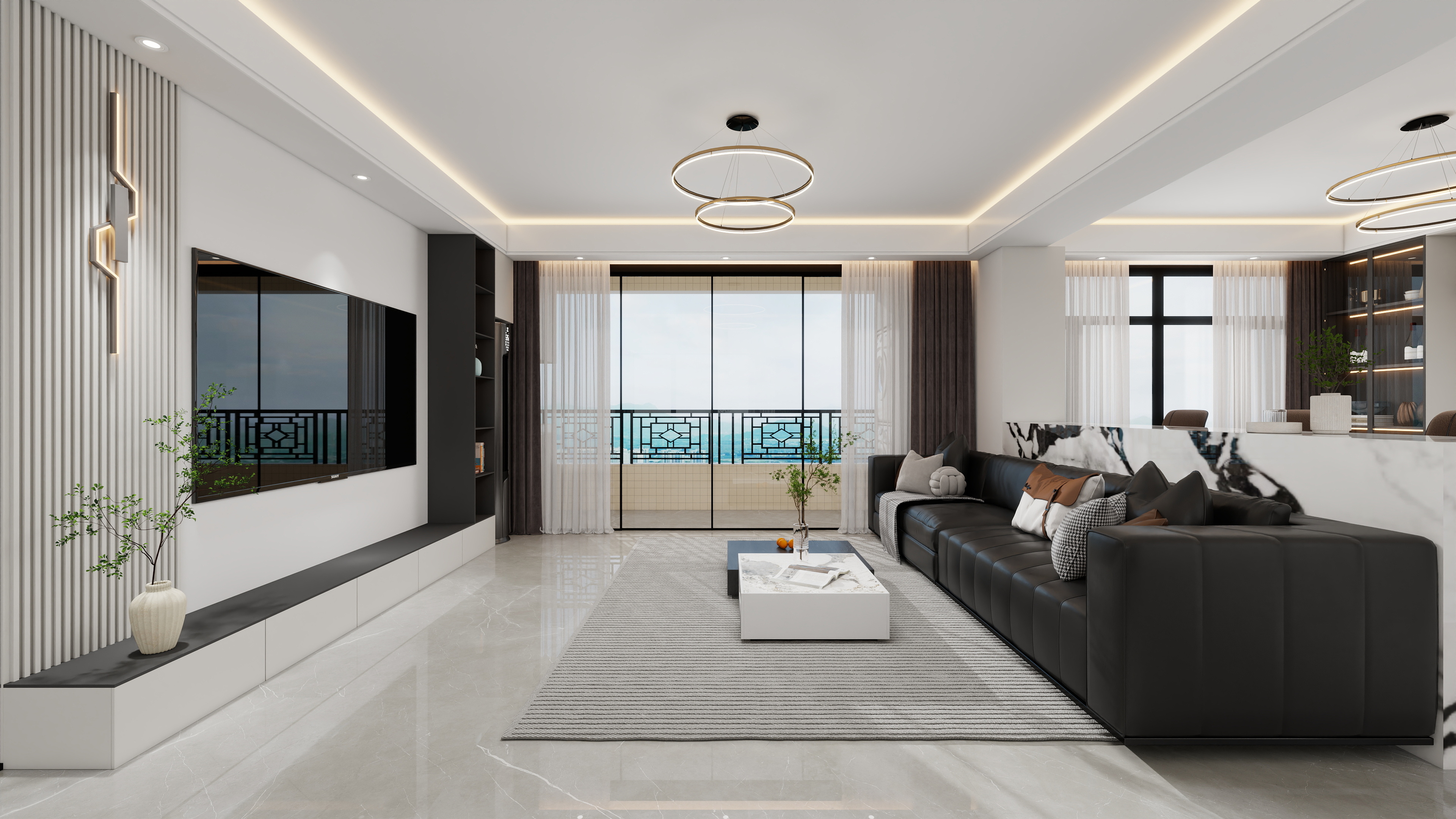 设计师丨胡月平-现代简约148㎡3室装修效果图