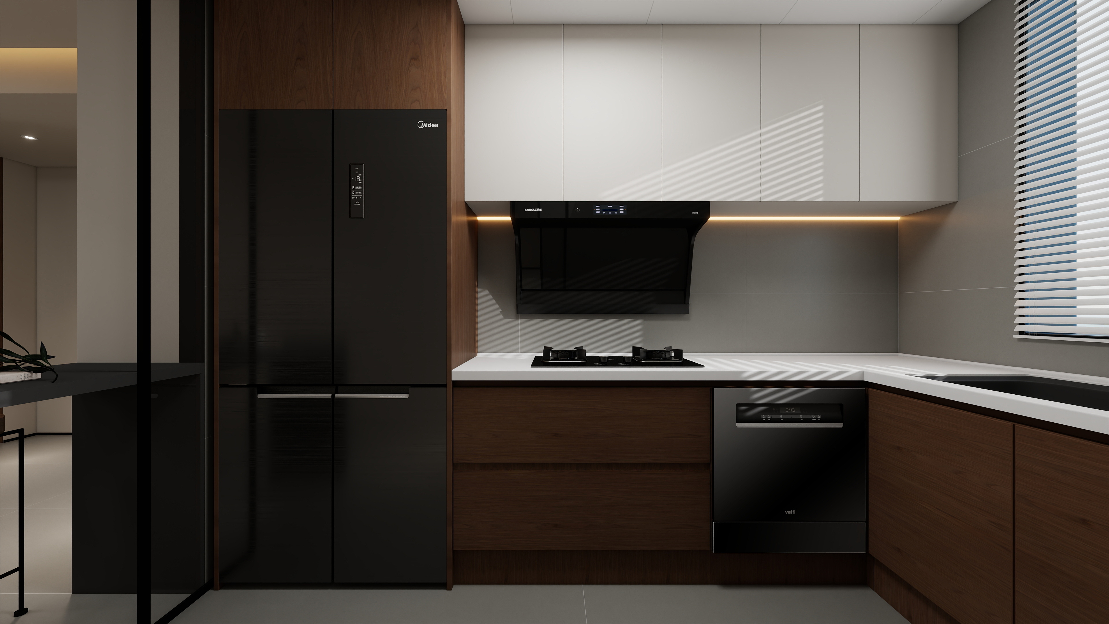 设计师丨胡月平-侘寂风93㎡3室装修效果图