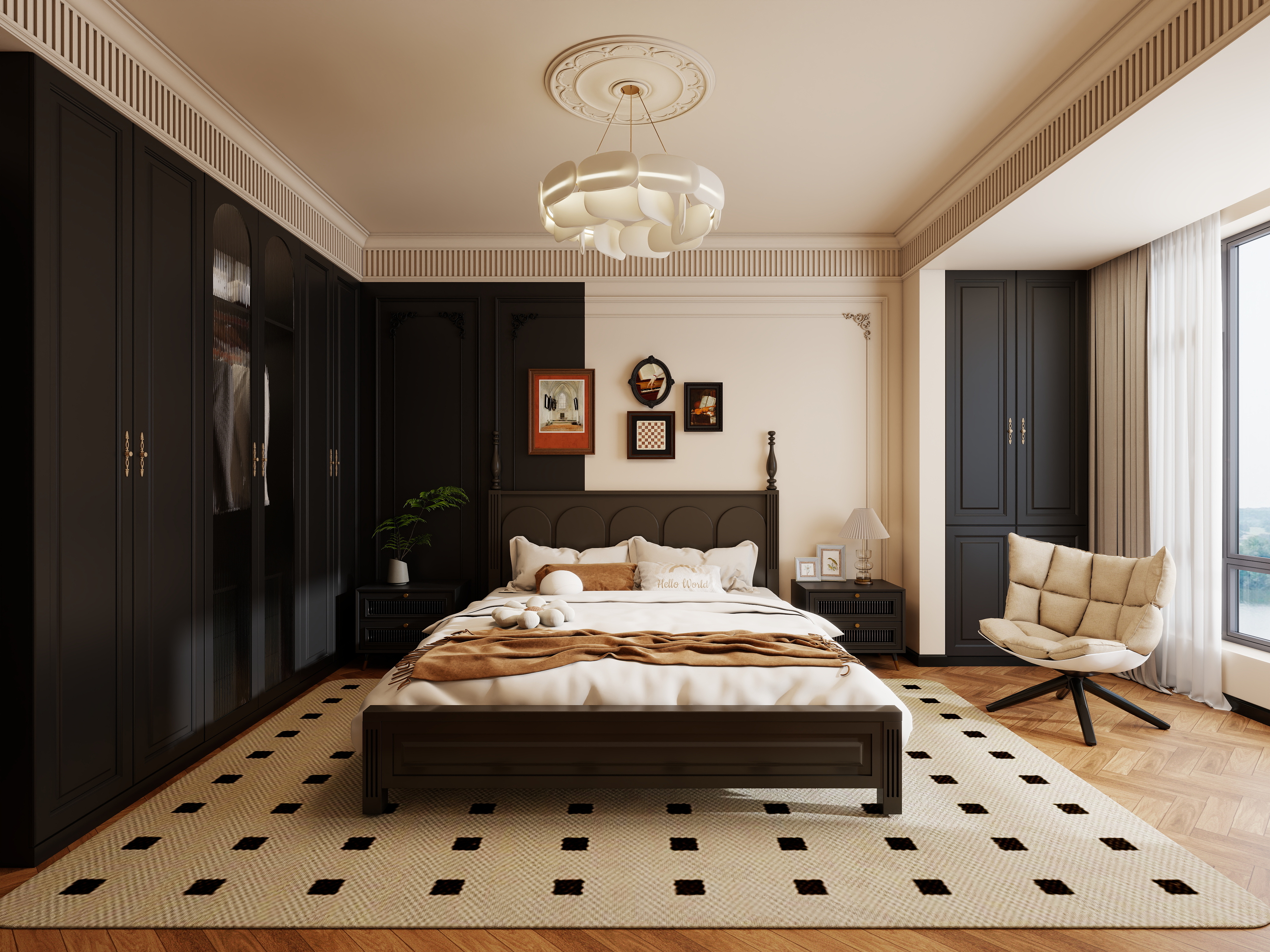 187****3575-法式卧室-黑白-装修设计方案