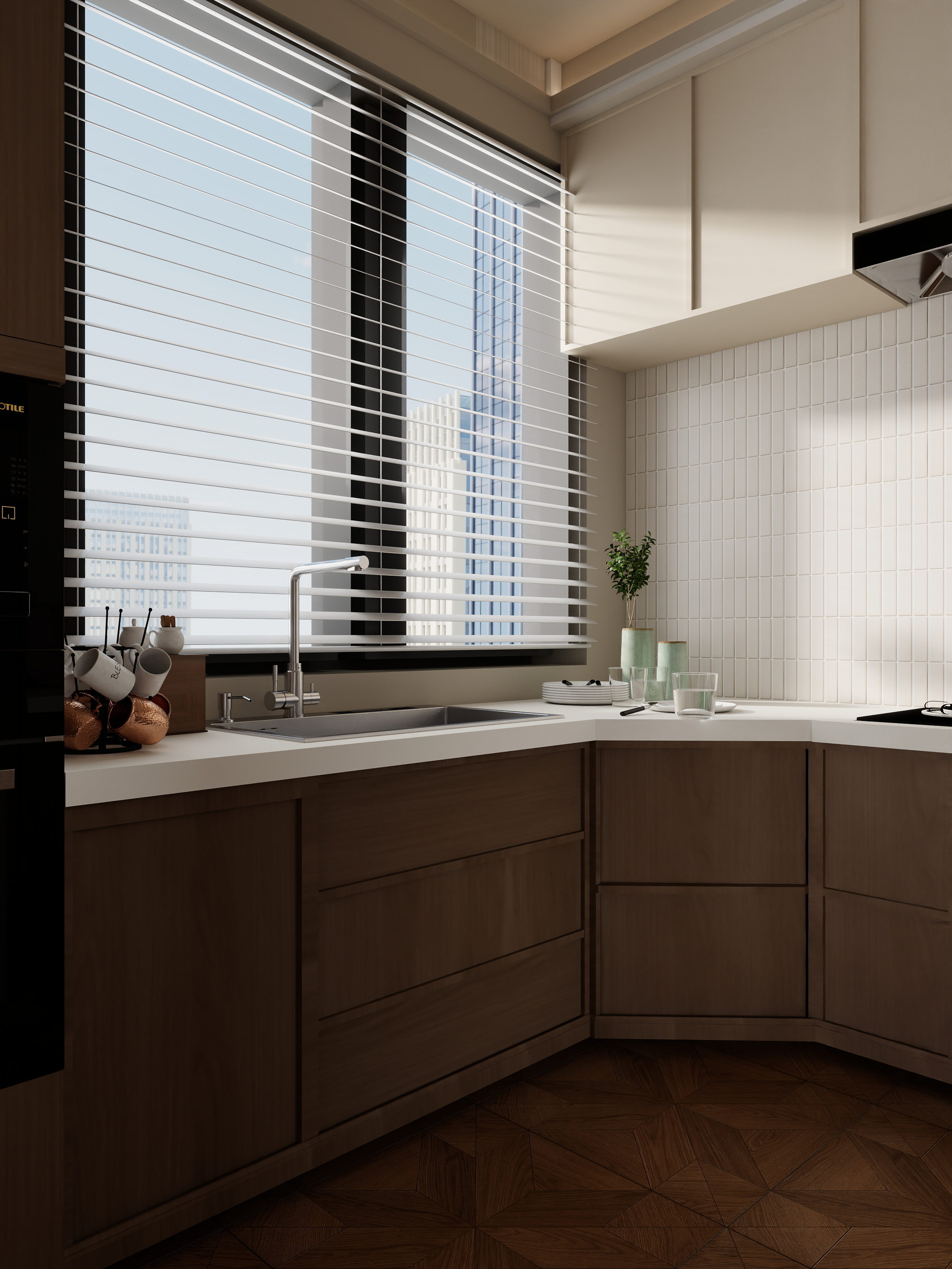 囍QGKc-轻法式中古风住宅-复古装修效果图