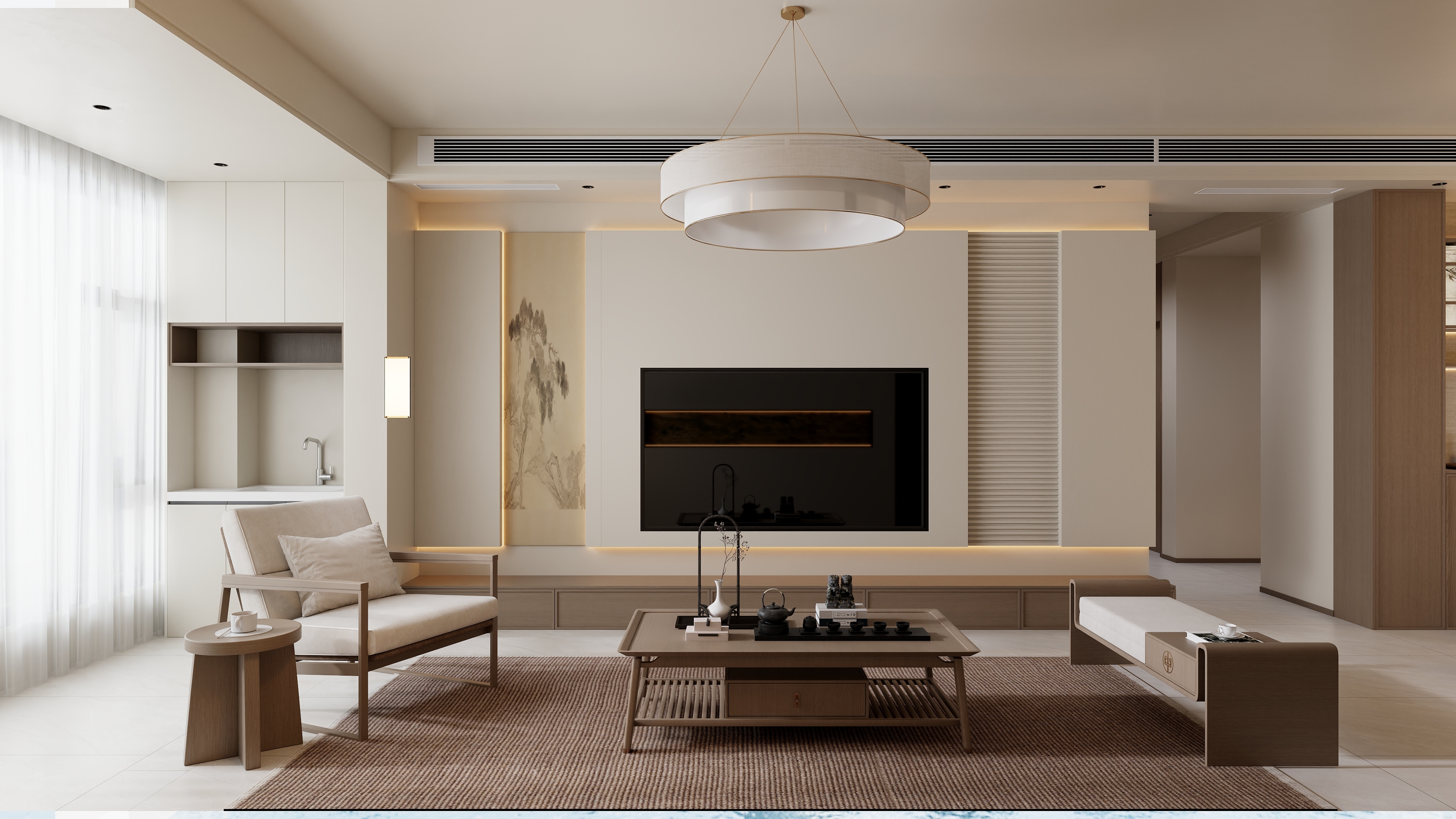 楠乔-宋式美学精有主灯装修效果图