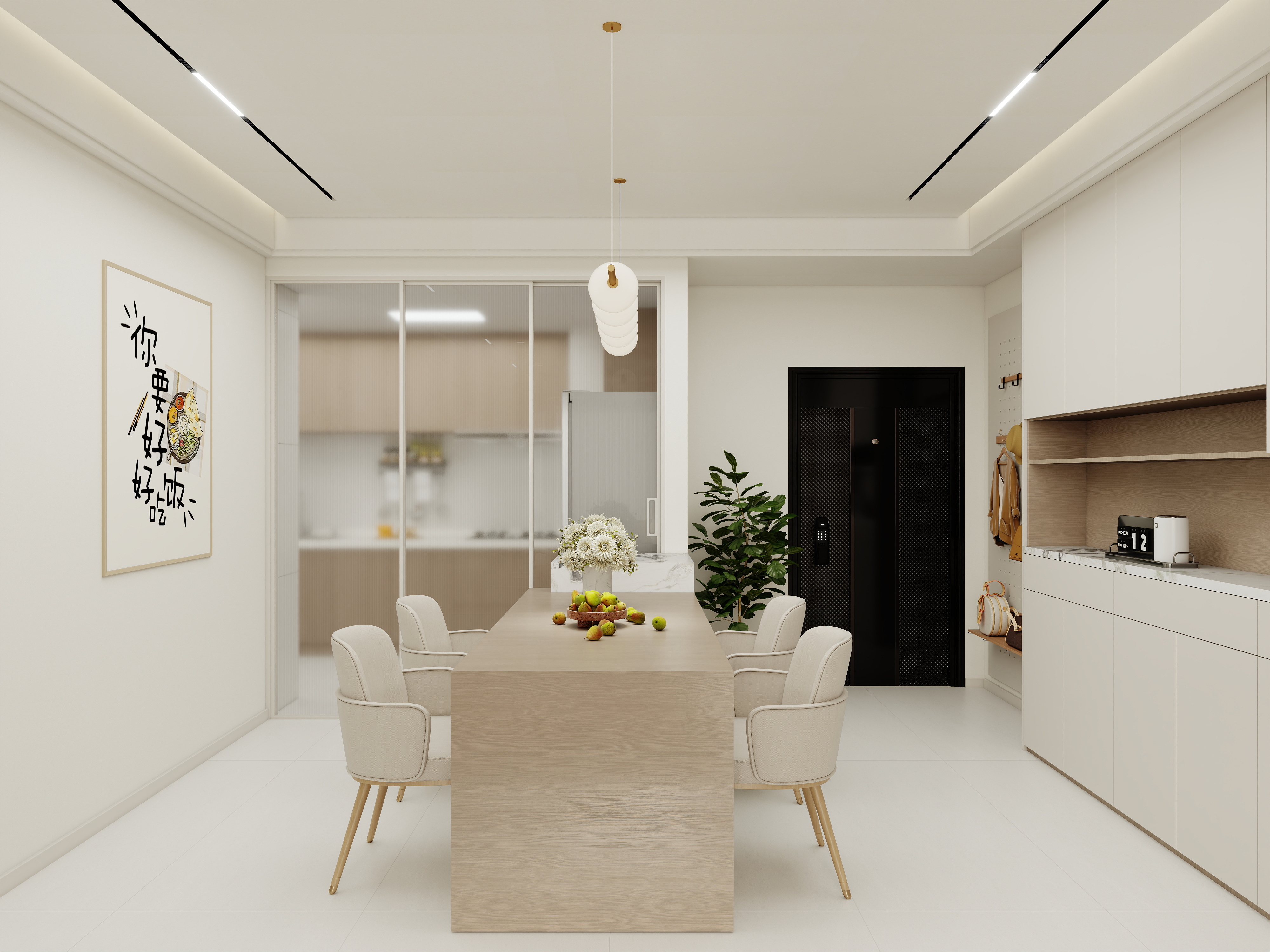 壹诺设计工作室-121㎡3室-奶油风装修效果图