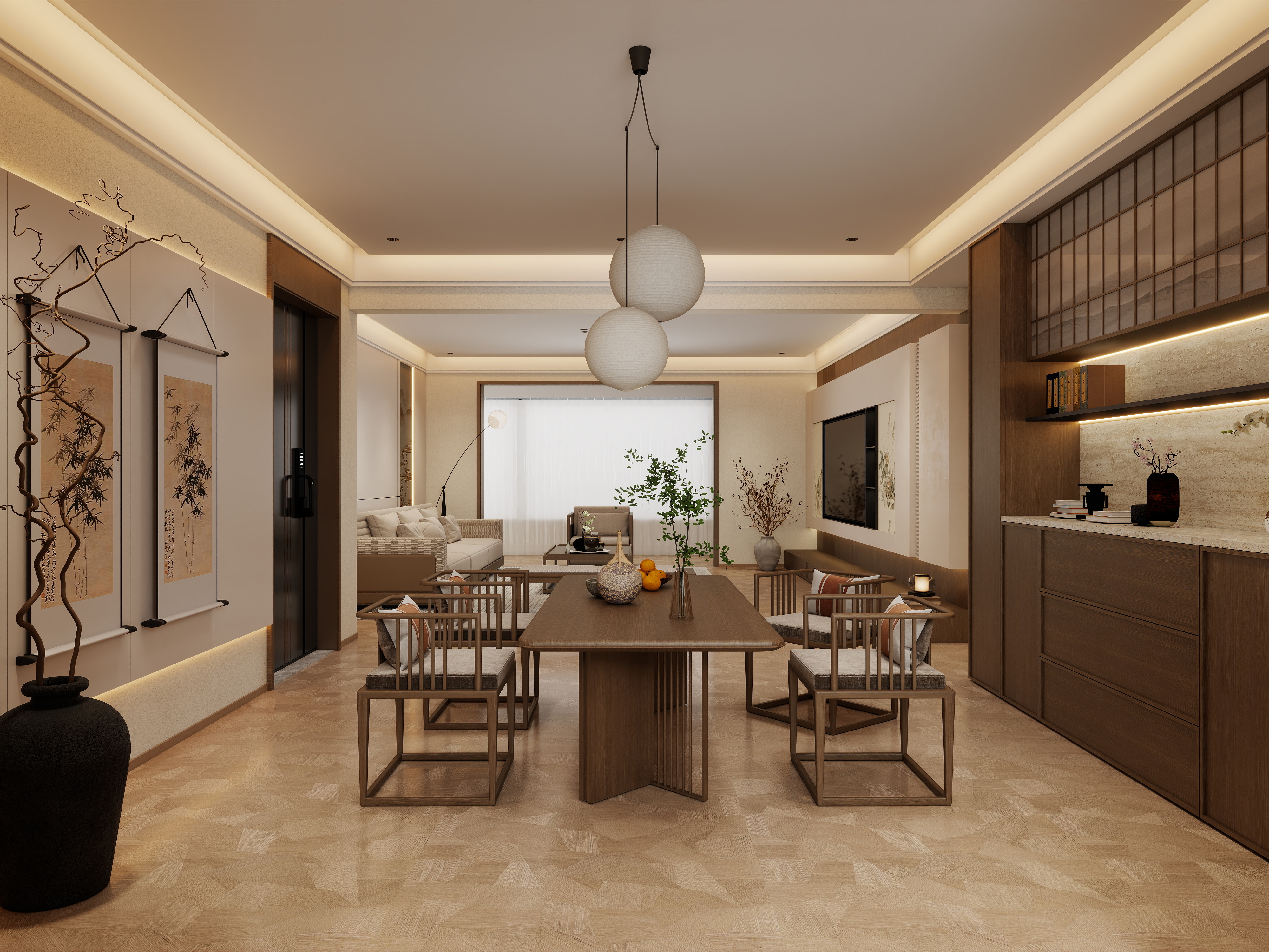 张煜强煜境设计-158平米宋氏新中式四房-装修设计方案