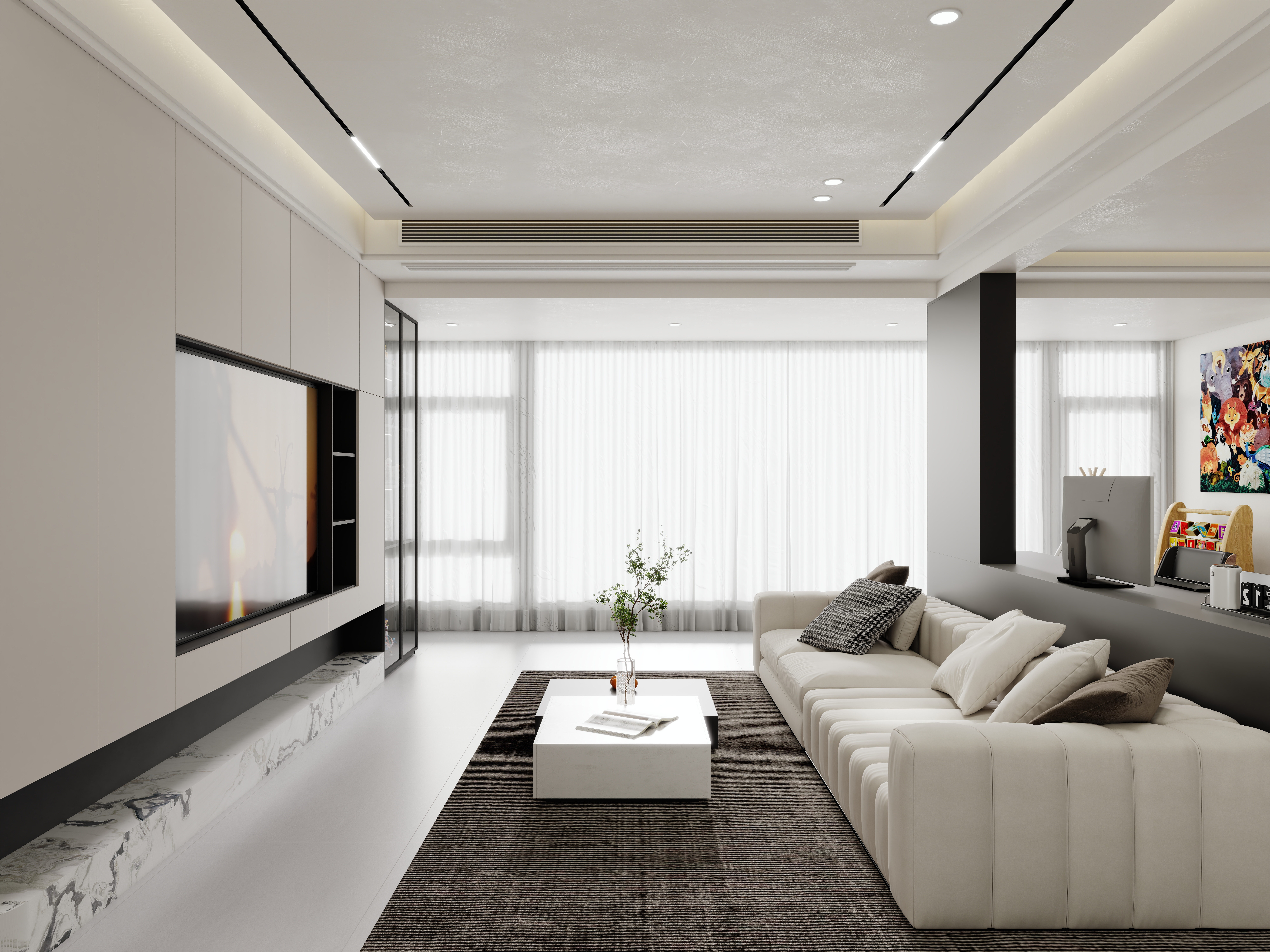 壹诺设计工作室-142㎡4室-现代简约装修效果图