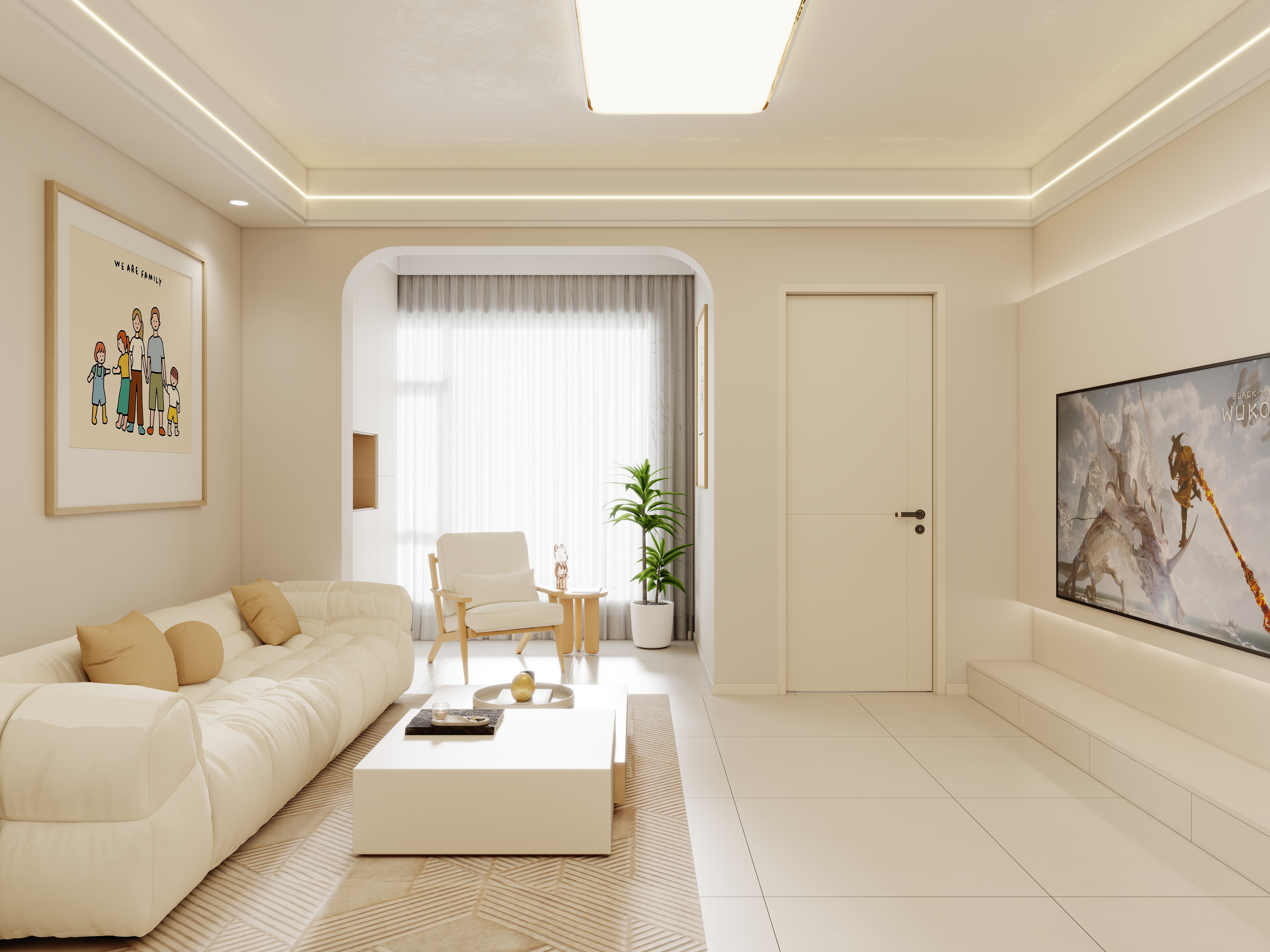 壹诺设计工作室-85㎡2室-原木风装修效果图