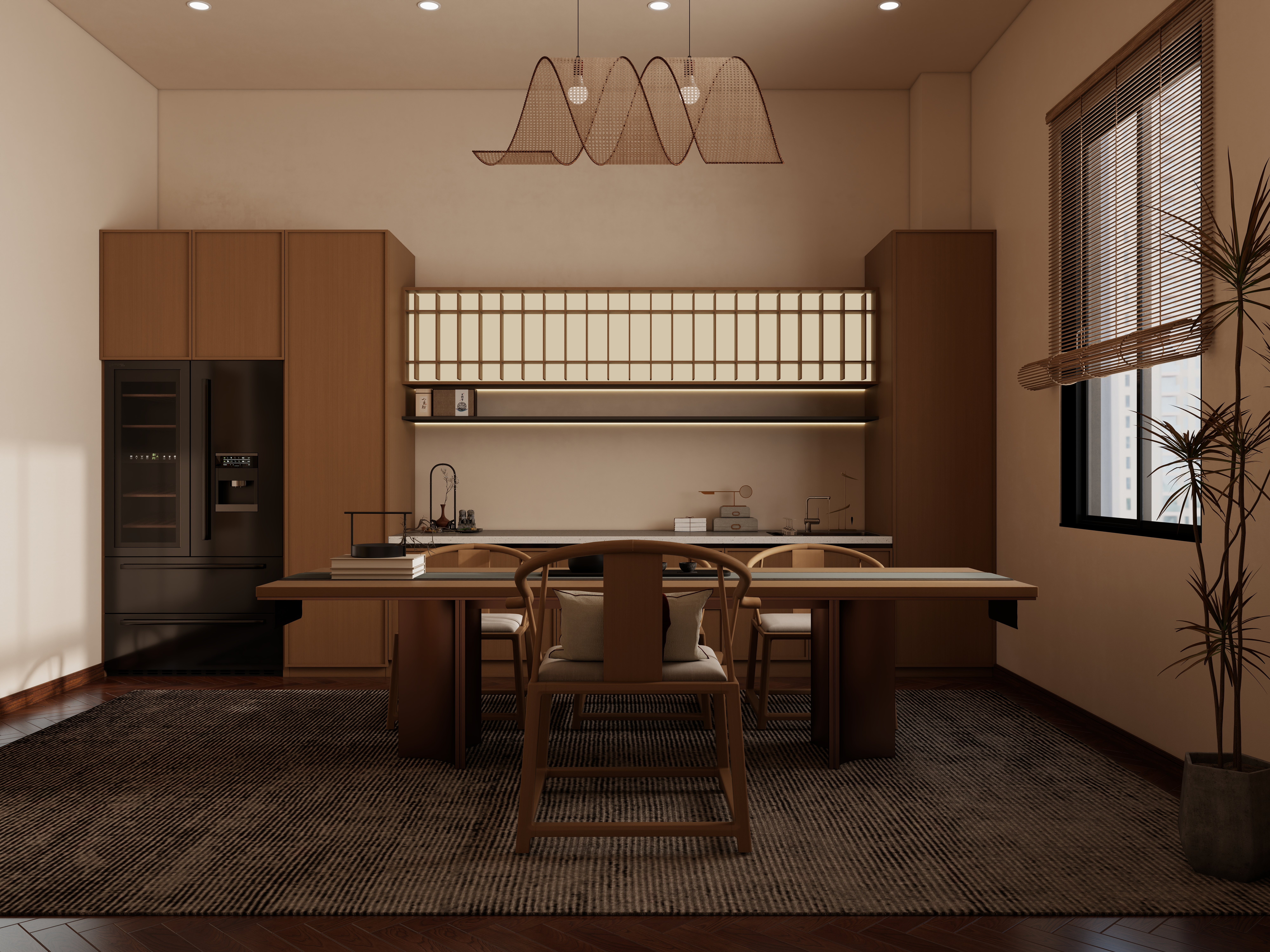 庄育霖-175平复式新中式办公室设计二层休闲区装修效果图第1张