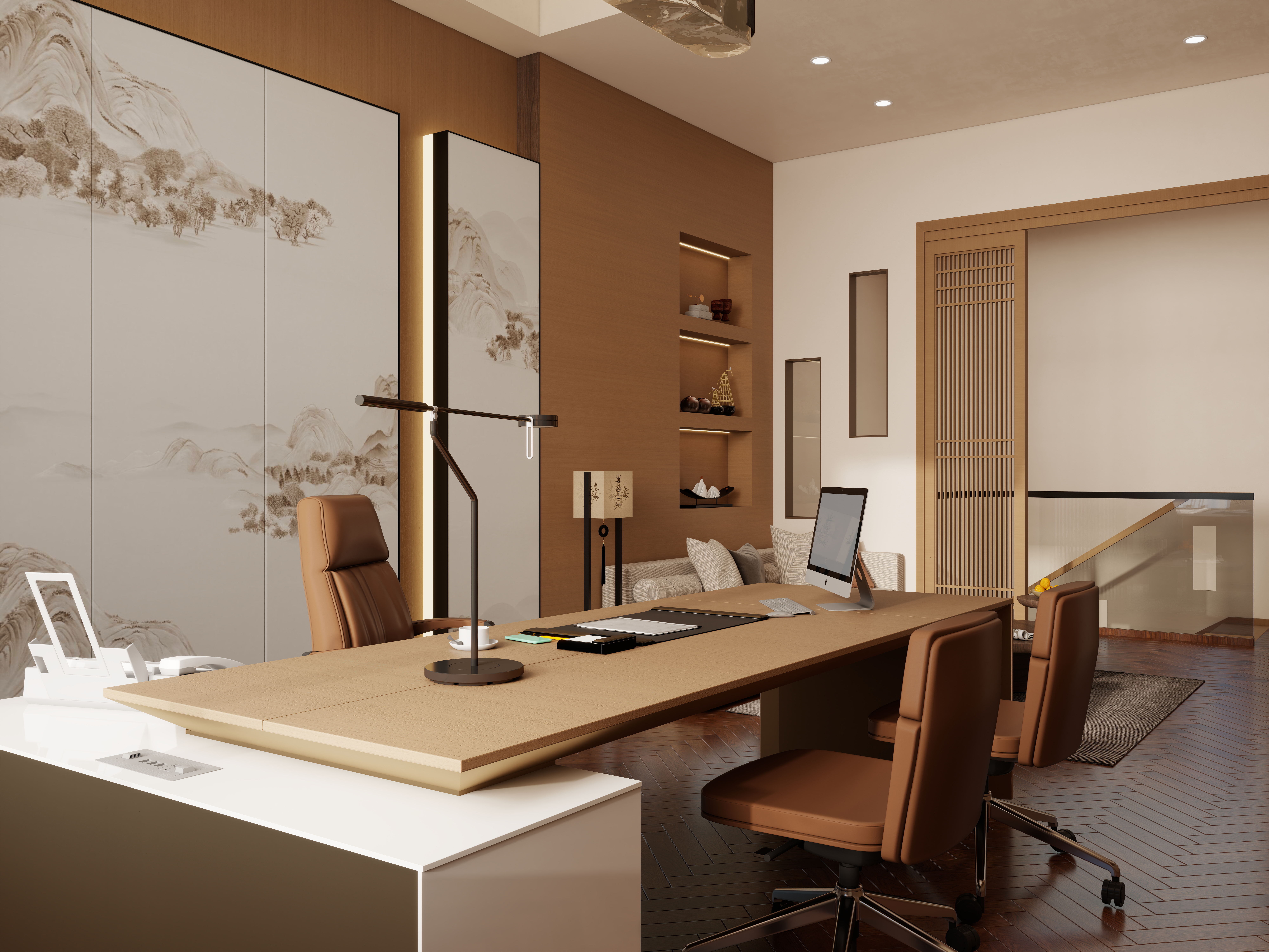 Jerry-空间设计-175平复式新中式办公室设计-装修设计方案