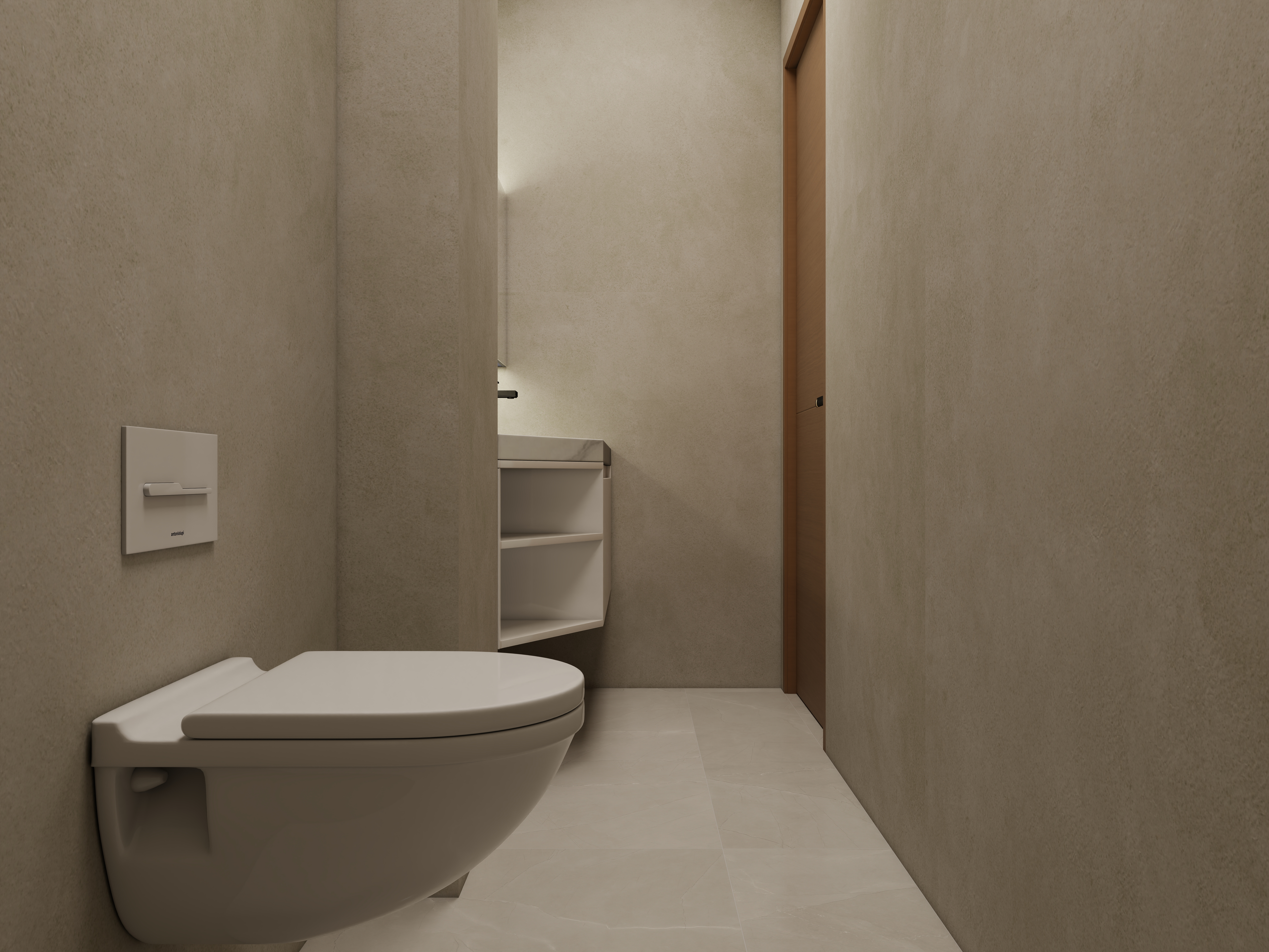 庄育霖-175平复式新中式办公室设计一层卫生间装修效果图第1张