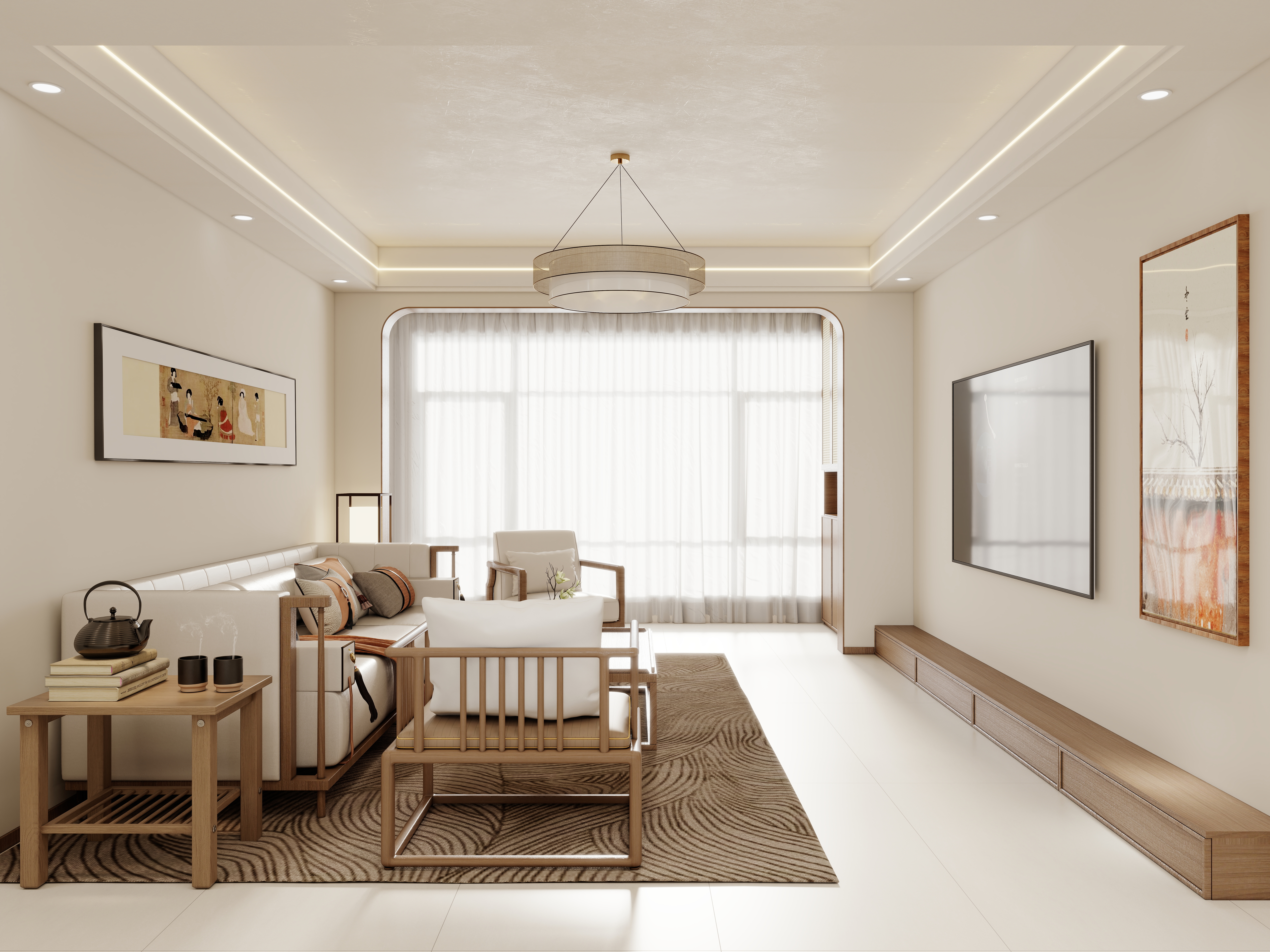 壹诺设计工作室-125㎡4室-宋式美学装修效果图