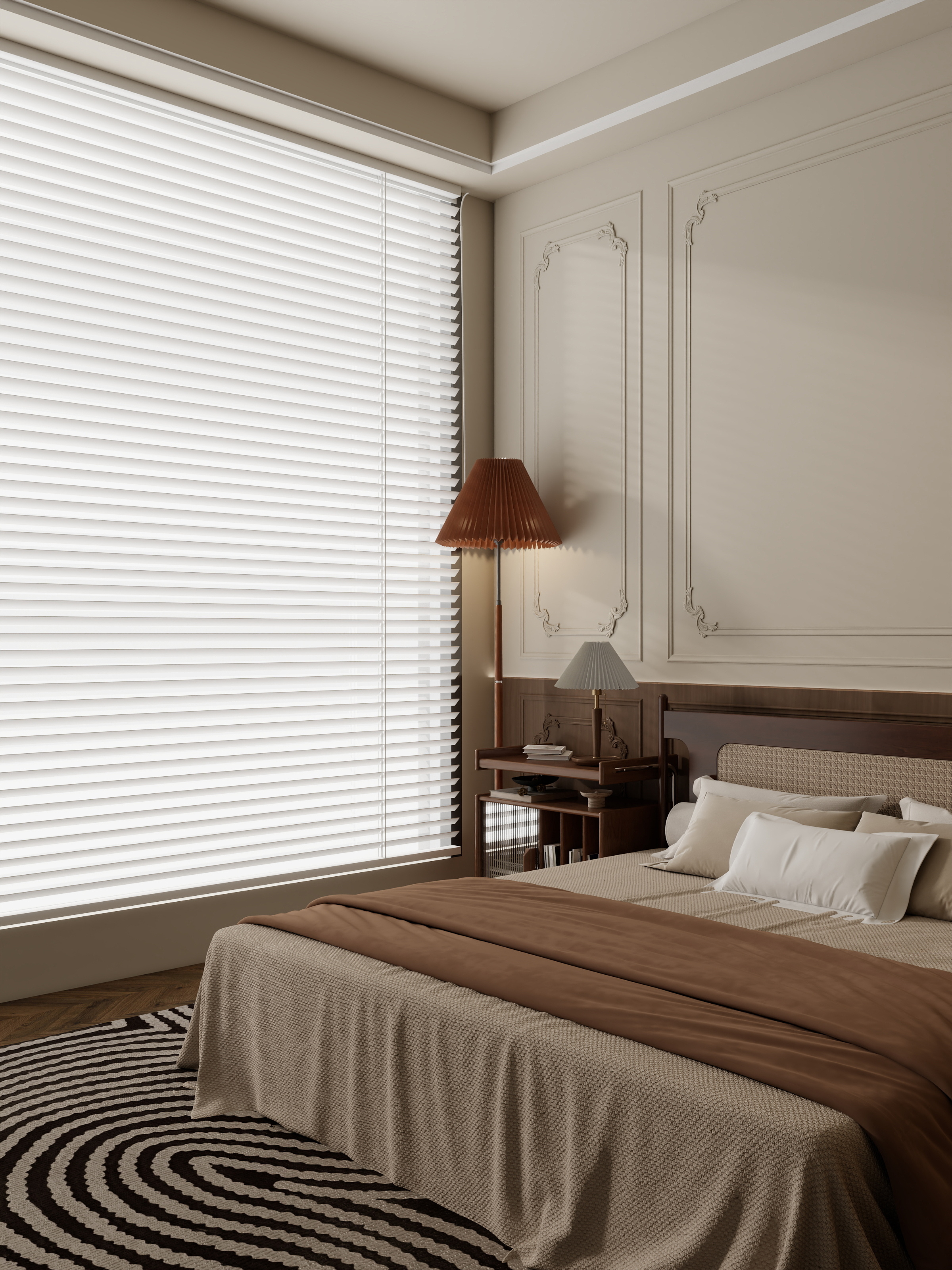 囍QGKc-轻法式中古风住宅-复古装修效果图