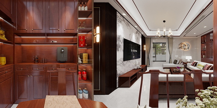 全景效果图aa-温馨家园别墅-8-装修设计方案