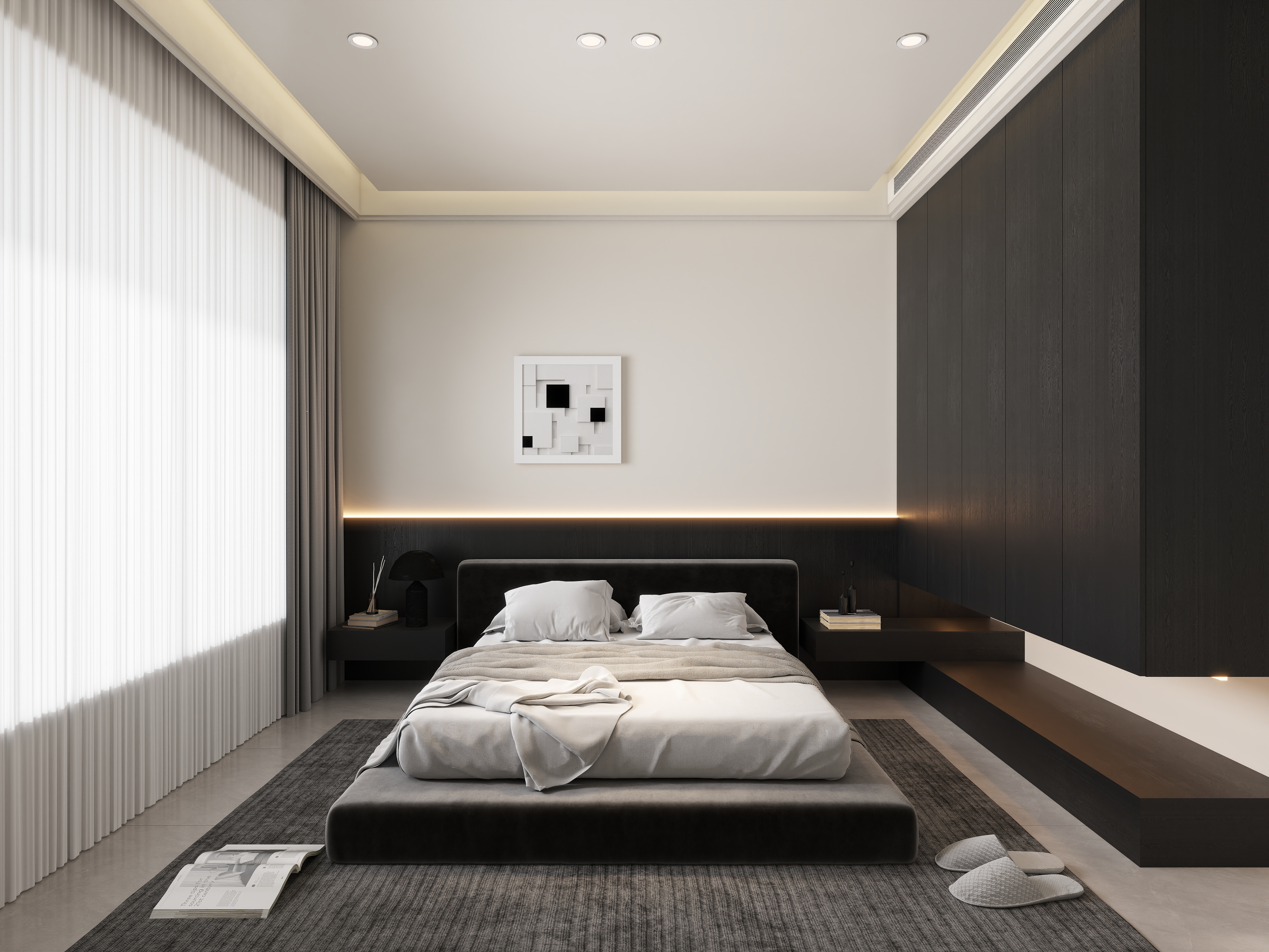 艺雅丽-143平意式极简   一层主卧装修效果图第4张