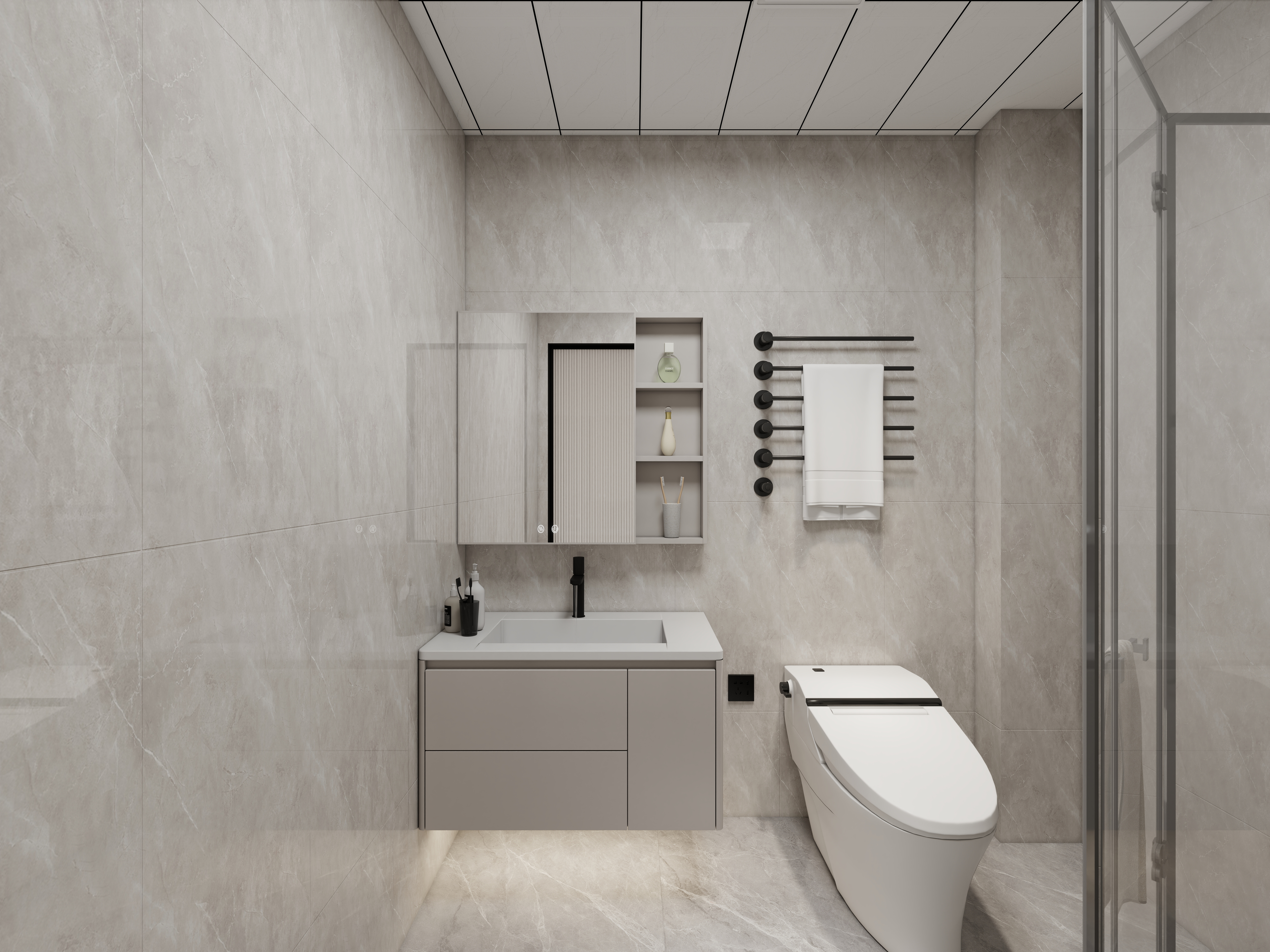 艺雅丽-105平现代简约 一层卫生间装修效果图第1张