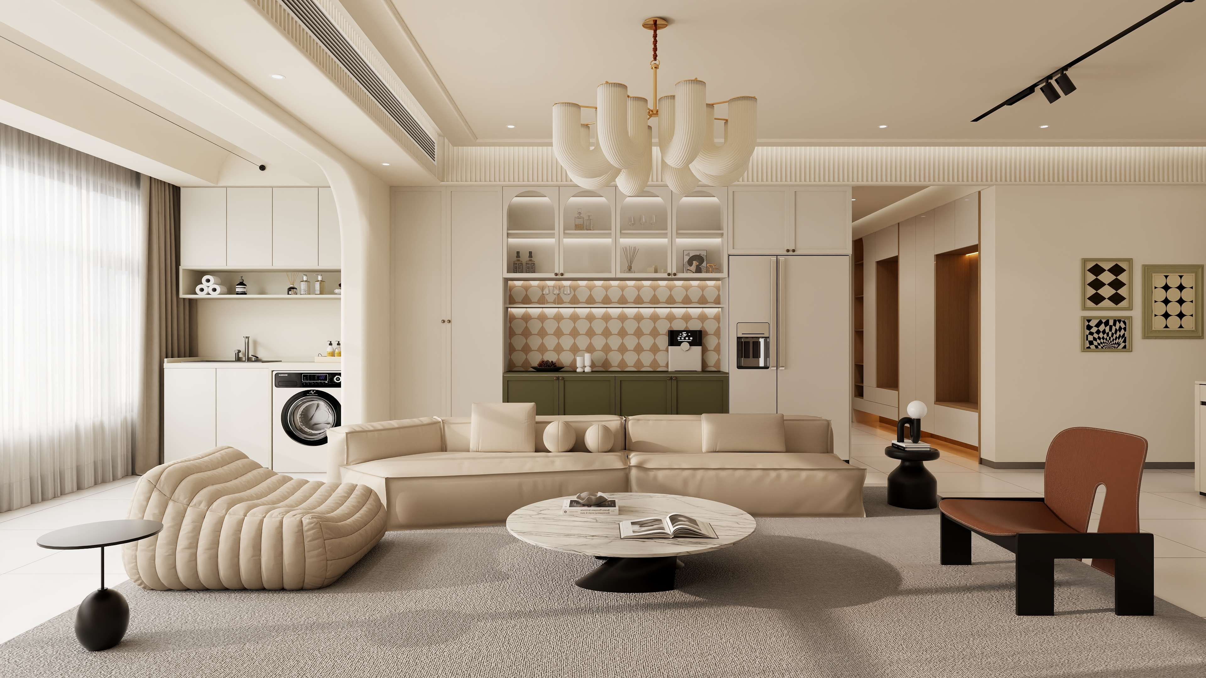 星空设计500-奶油173㎡4室装修效果图