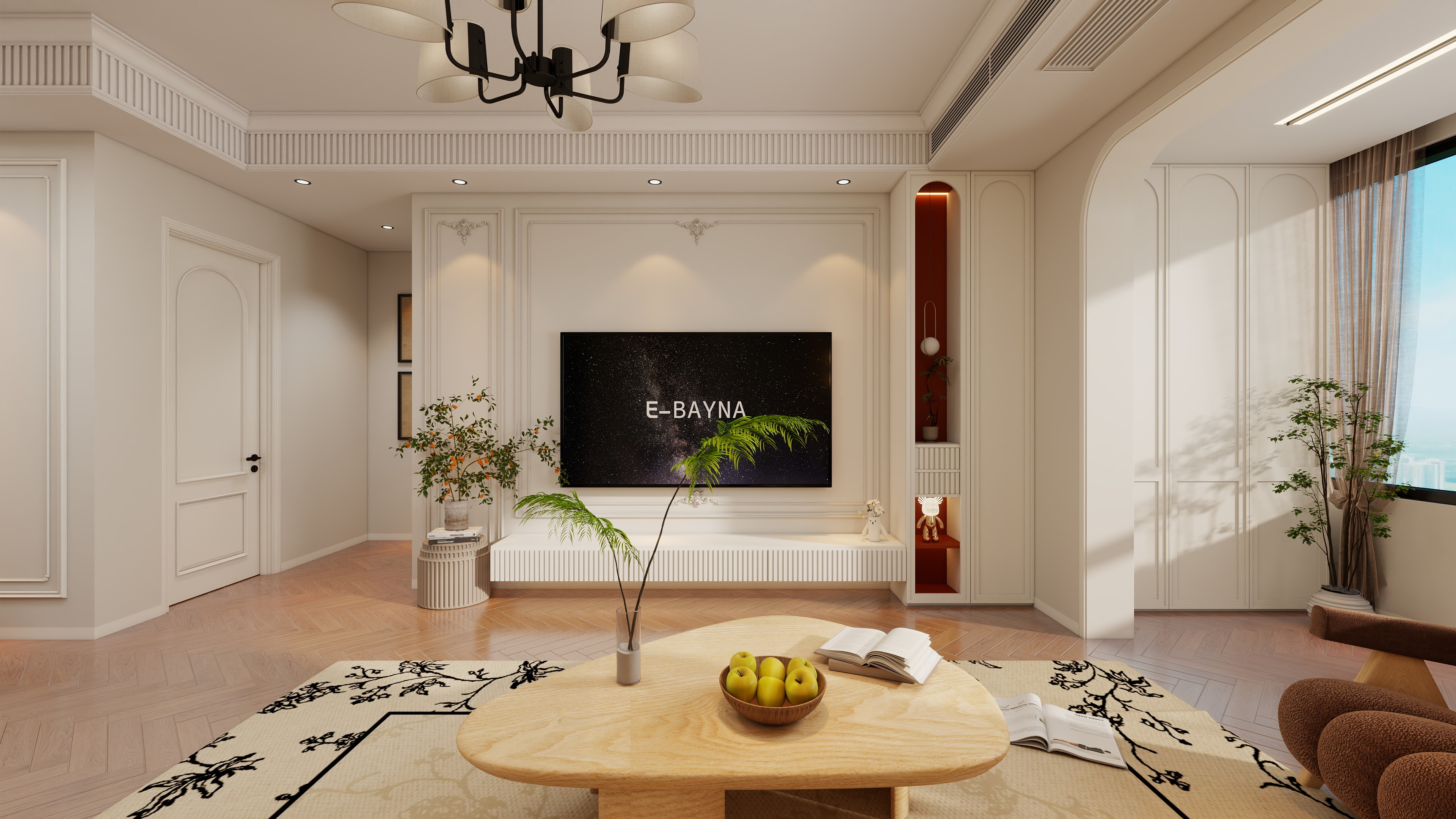 果乐设计-法式109㎡3室装修效果图