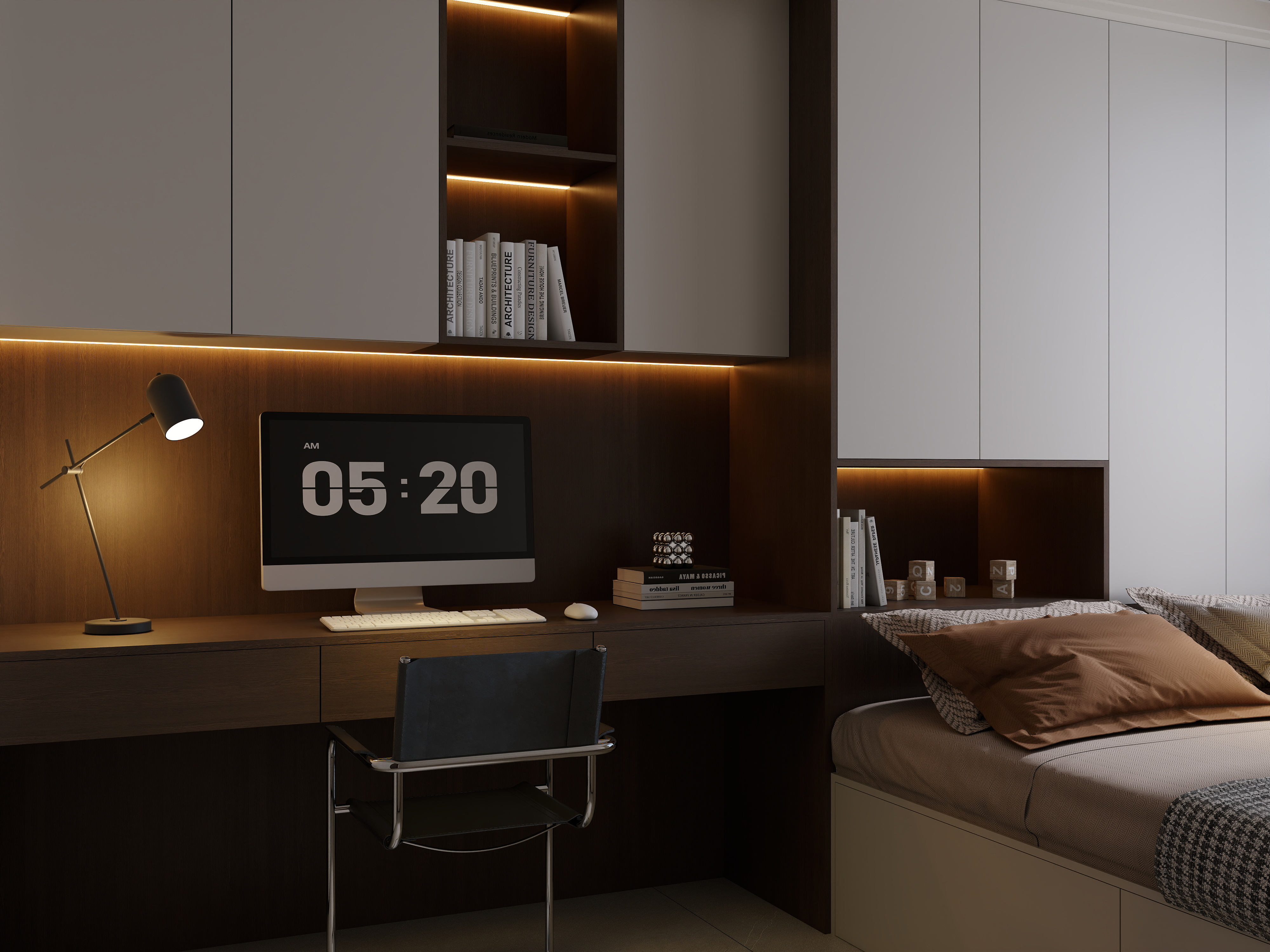 楠乔-现代轻奢12深色精装修效果图