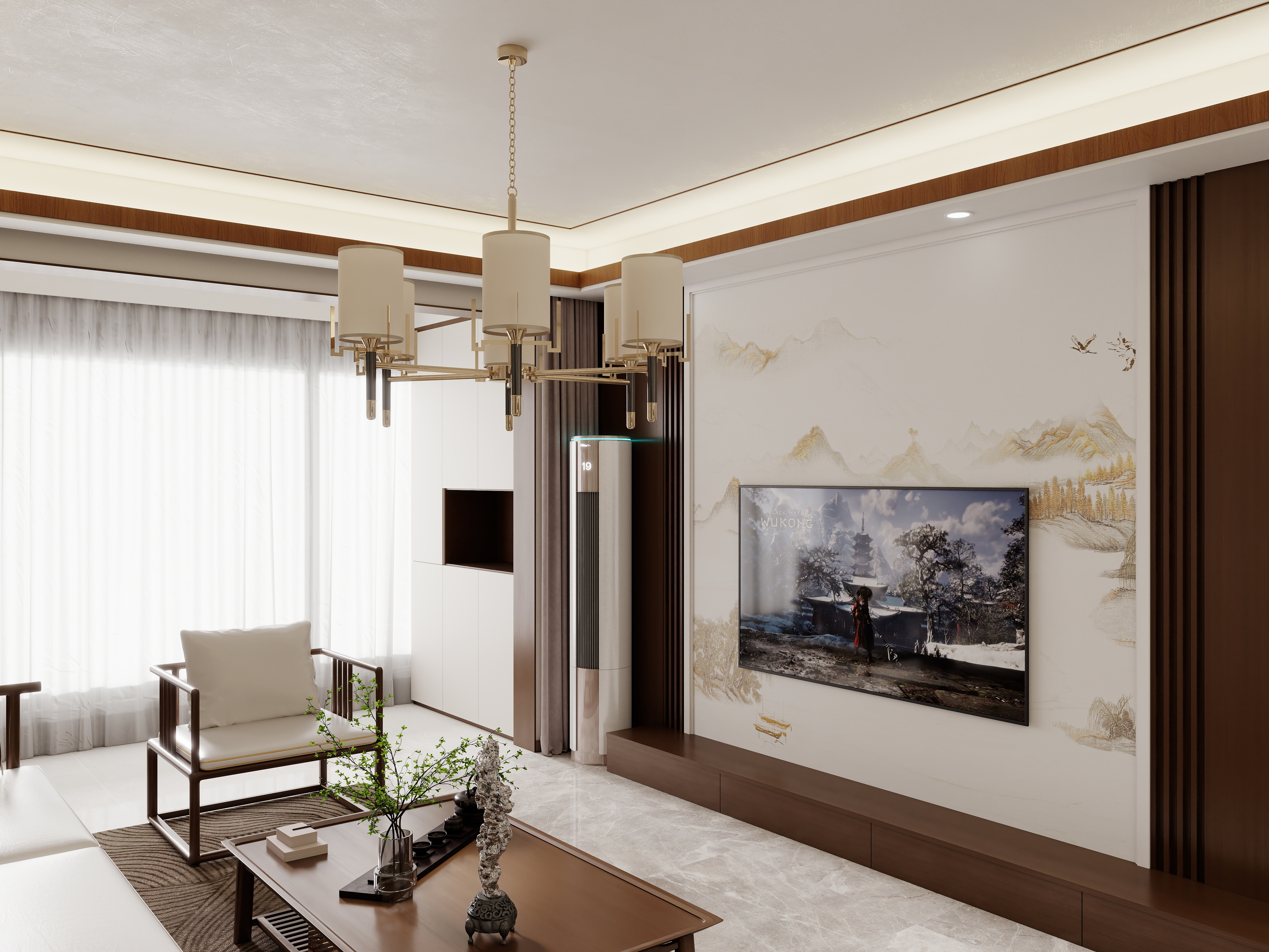 壹诺设计工作室-114㎡3室-新中式装修效果图