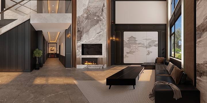 八号空间18972824280-李育明宝塔别墅室内效果图-装修设计方案